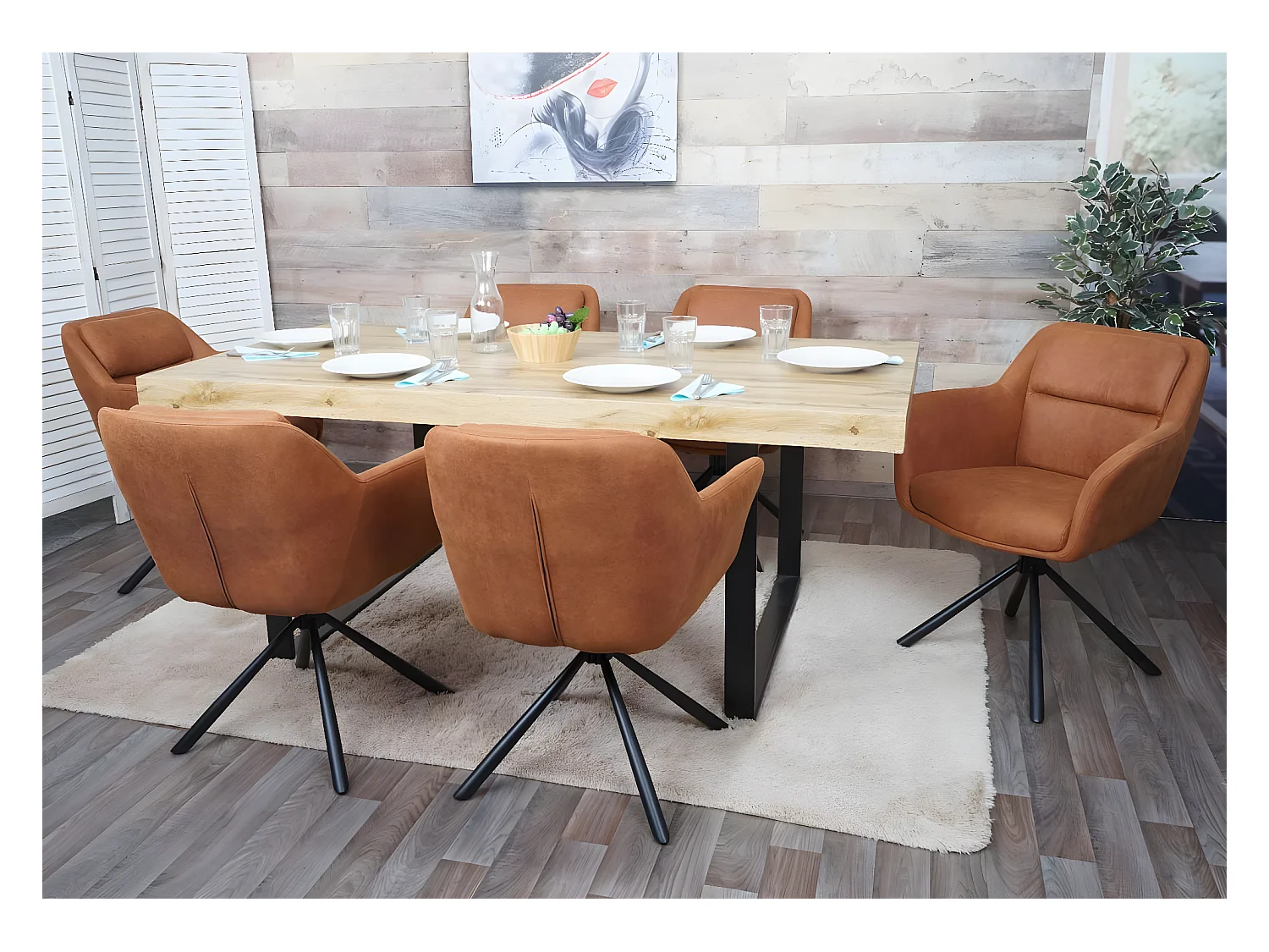 Krzesło do jadalni MCW-K33 (zestaw 6 sztuk),  zamsz brązowy