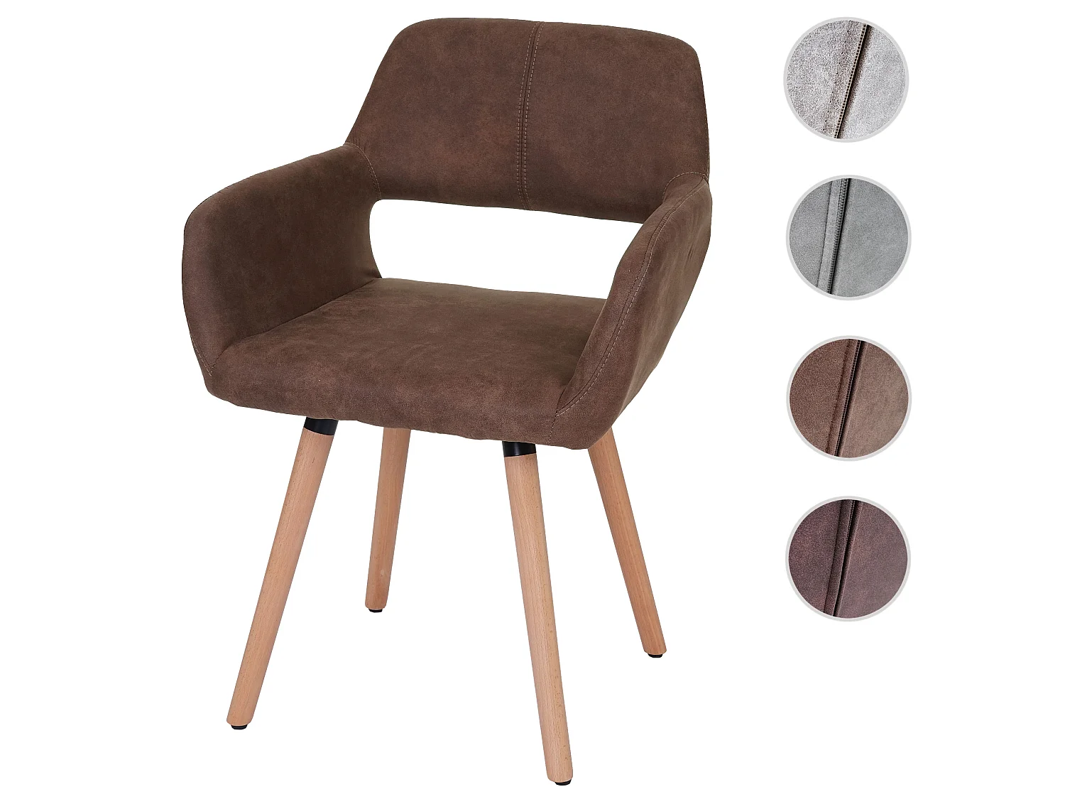 Esszimmerstuhl MCW-A50 II, Textil, vintage braun, helle Beine