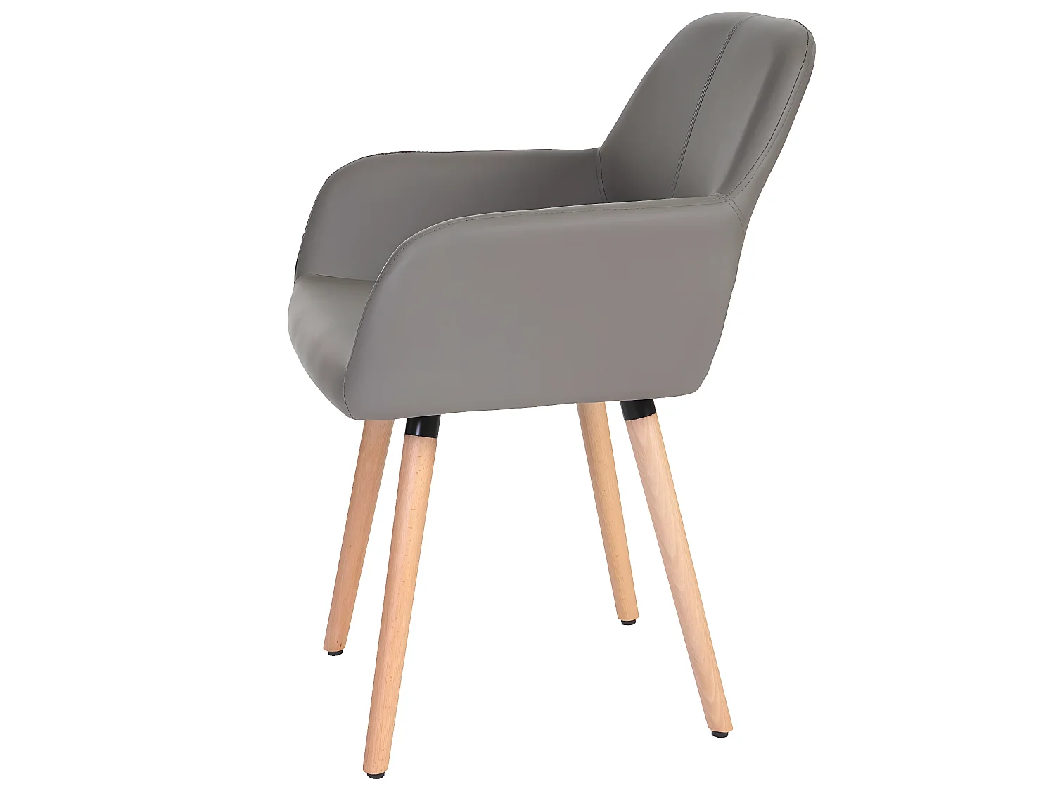 Silla de comedor MCW-A50 II,  polipiel, gris topo, patas claras