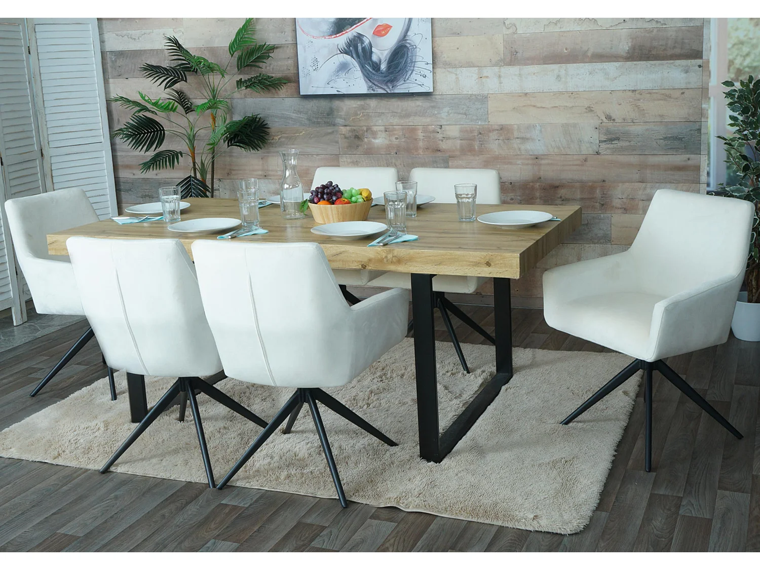 MCW-L91 eetkamerstoel (set van 6),  crème-beige