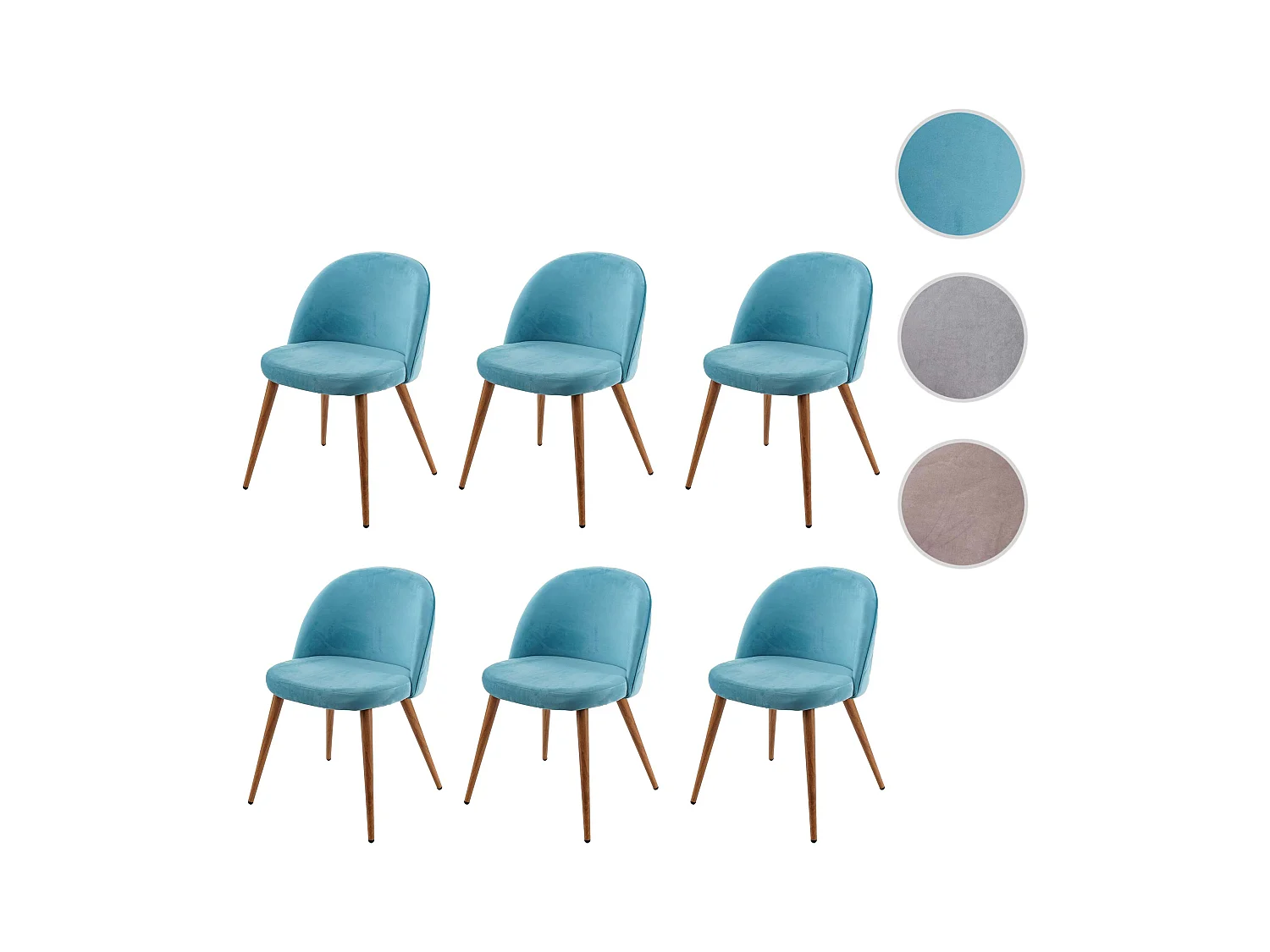 Eetkamerstoel MCW-D53 (set van 6),  turquoise