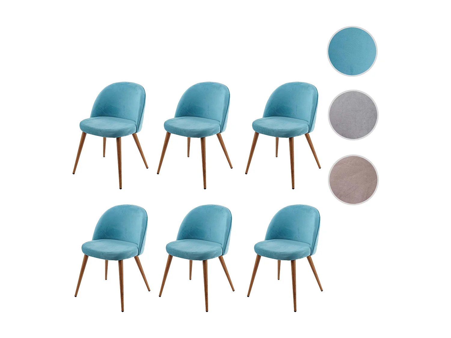 Cadeira de jantar MCW-D53 (conjunto de 6),  turquesa