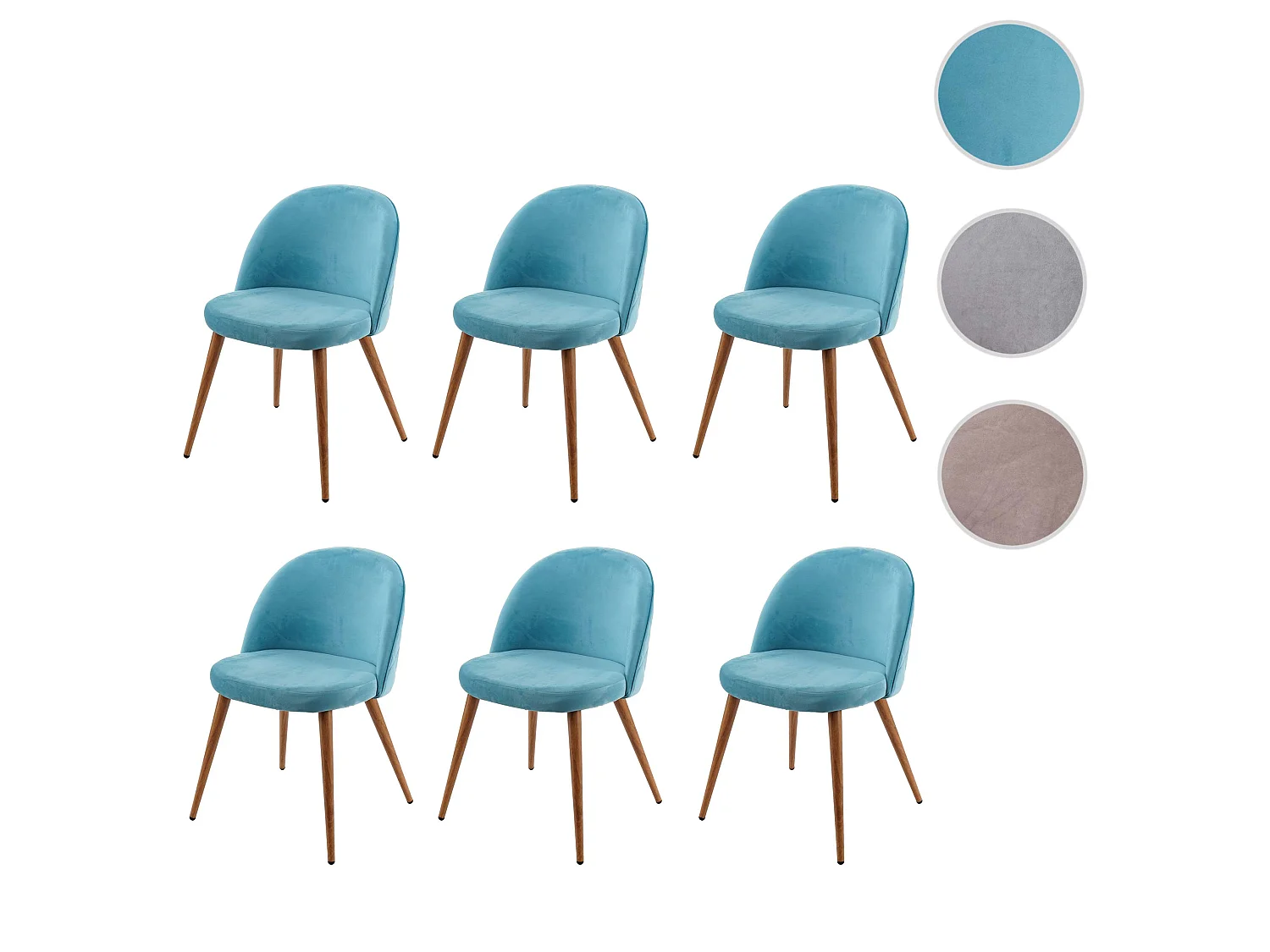 Krzesło do jadalni MCW-D53 (zestaw 6 sztuk),  turkusowy