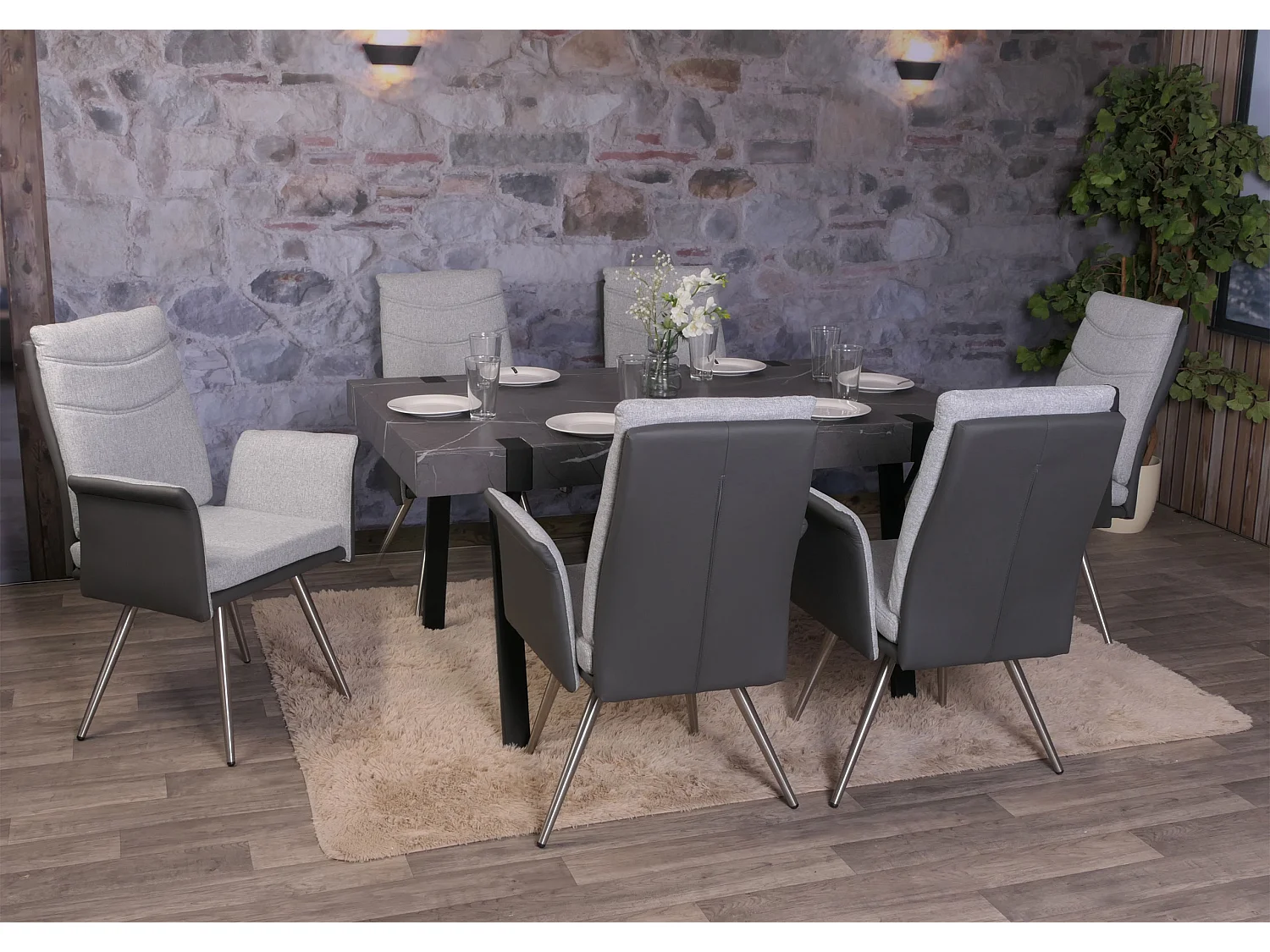 Chaise de salle à manger MCW-G54 (lot de 6),  gris