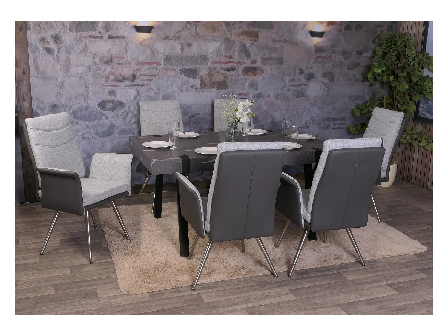 Chaise de salle à manger MCW-G54 (lot de 6),  gris