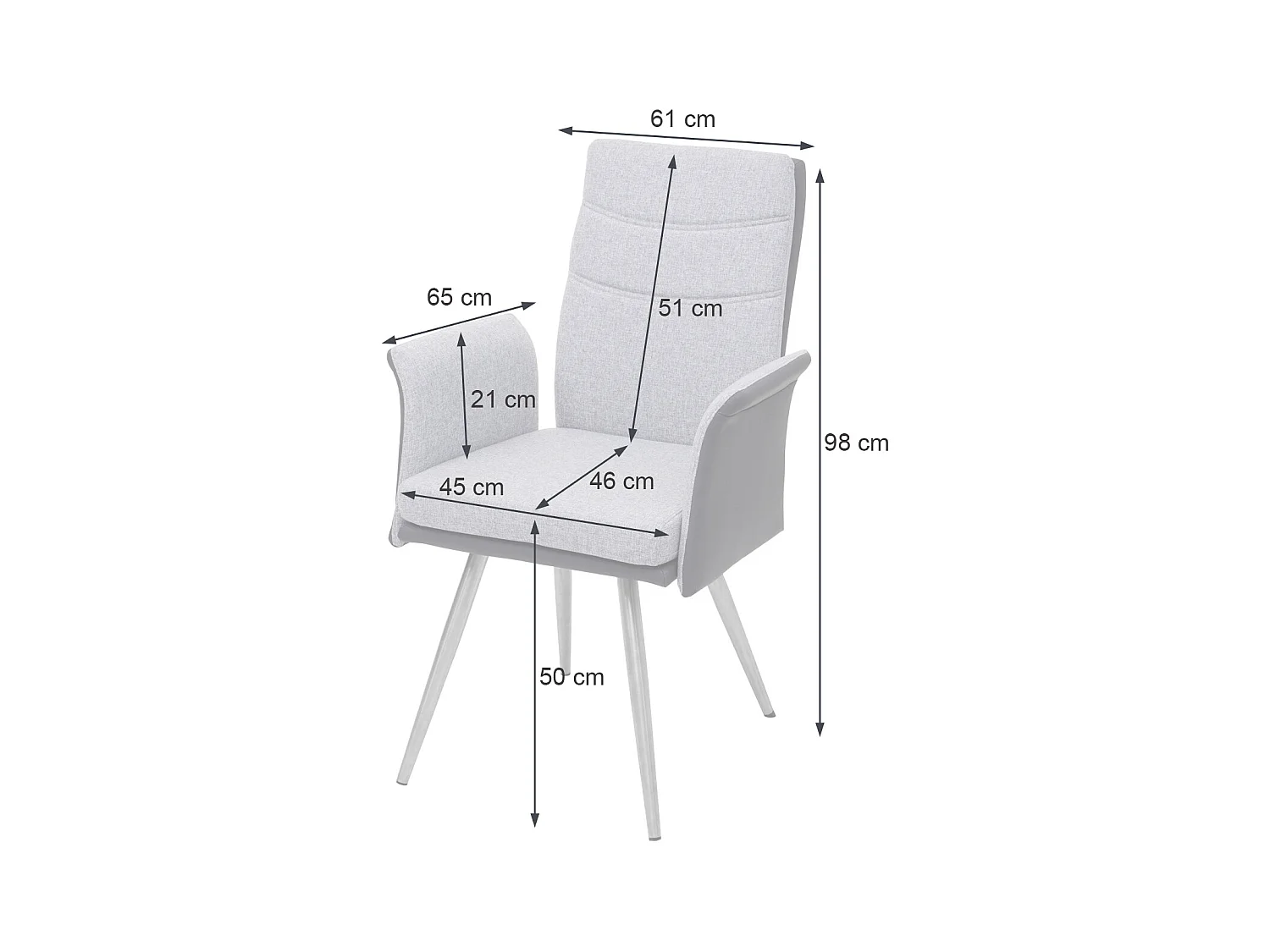 Krzesło do jadalni MCW-G54 (zestaw 6 sztuk),  szary