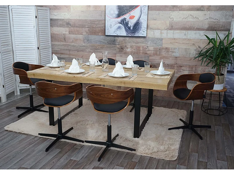 Set 6x sedie girevoli regolabili MCW-H46 design elegante legno curvo ecopelle nero