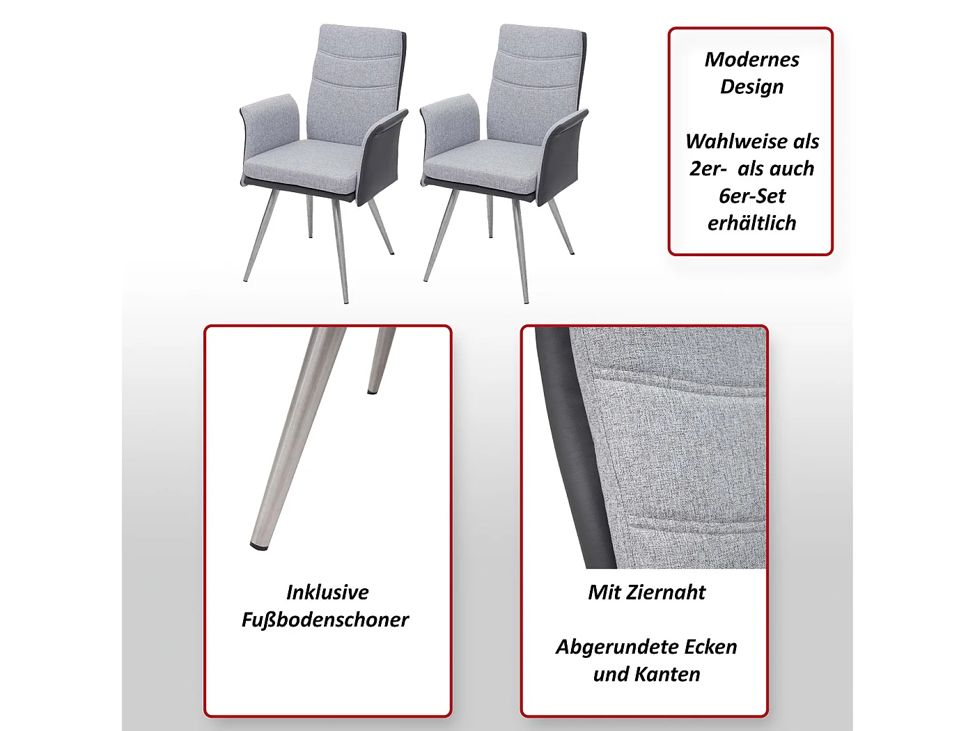 Chaise de salle à manger MCW-G54 (lot de 2),  gris