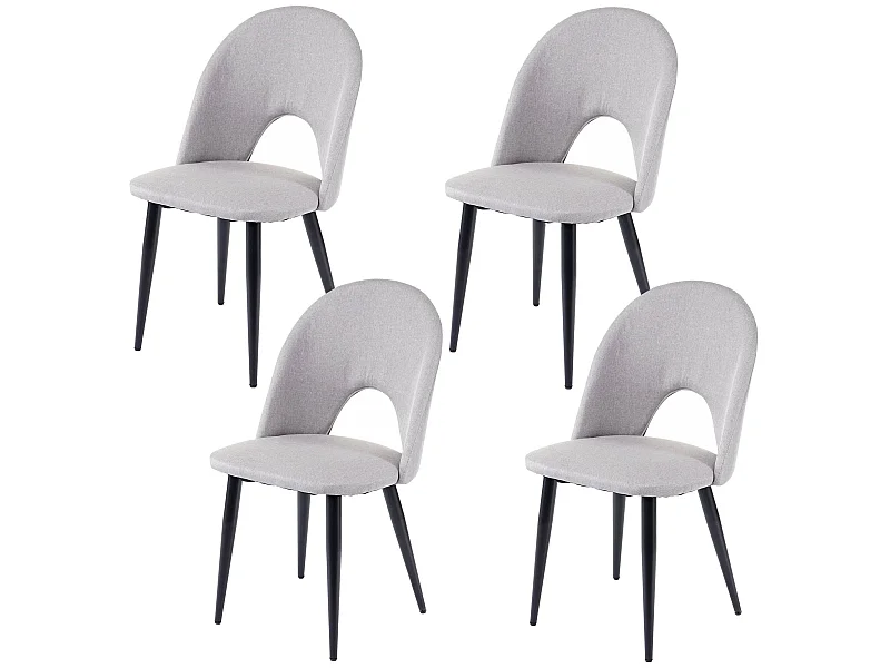 Set 4x sedie sala pranzo soggiorno MCW-D73 design retro anni 50 metallo tessuto grigio