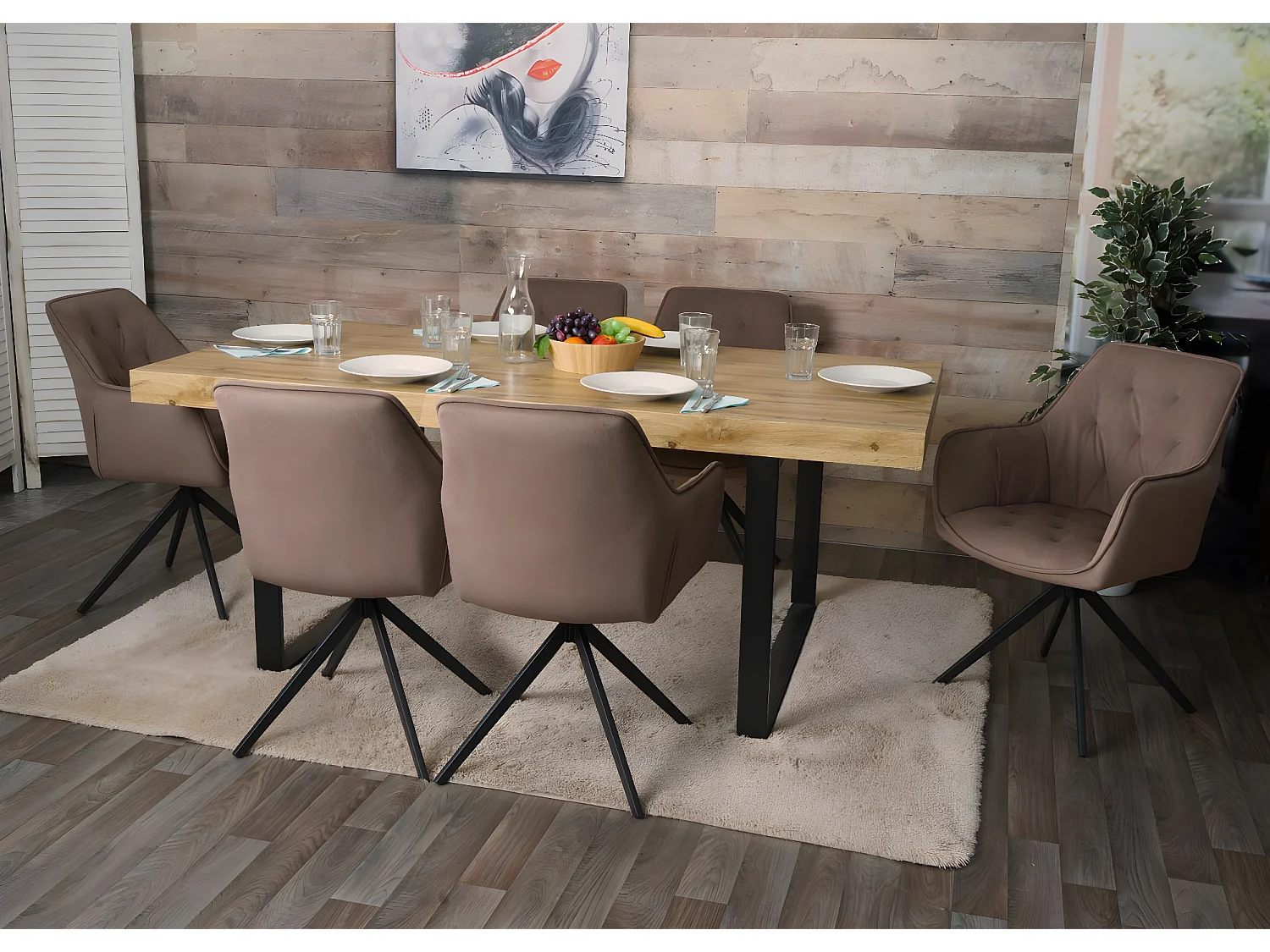 Krzesło do jadalni MCW-L80 (zestaw 2 sztuk),  brązowy