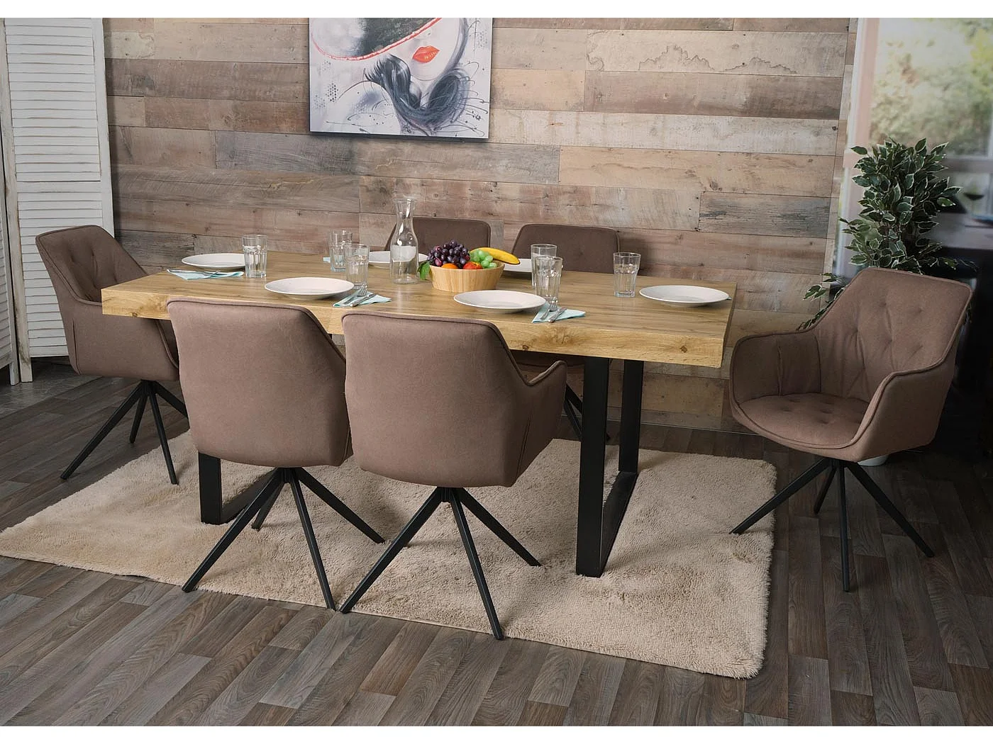 Chaise de salle à manger MCW-L80 (lot de 2),  marron