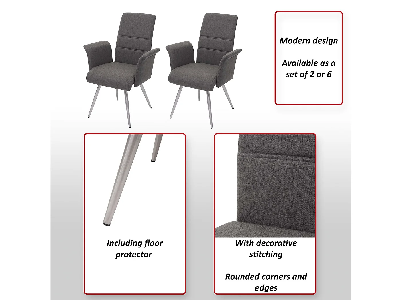 Chaise de salle à manger MCW-G55 (lot de 2),  gris