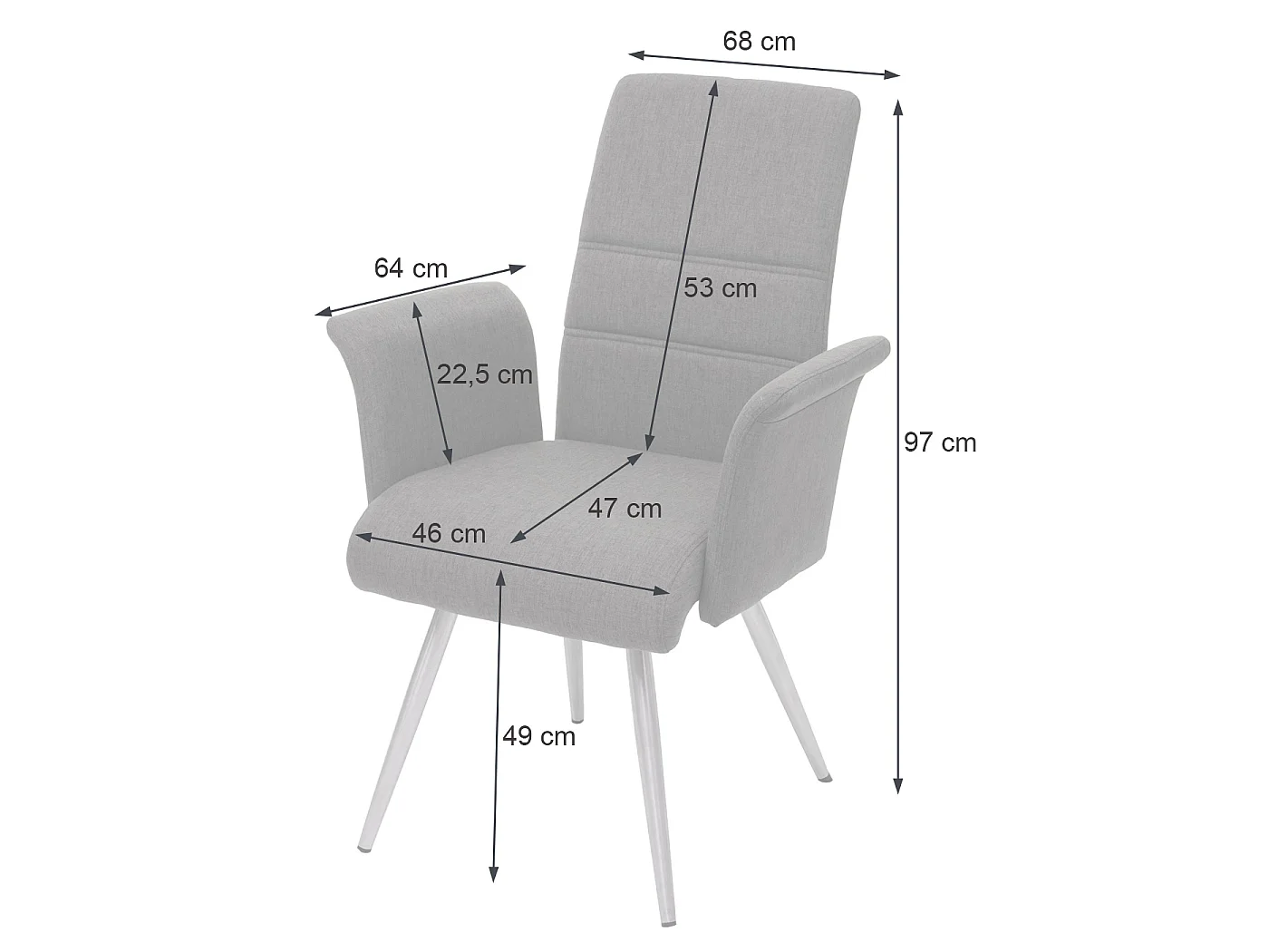 Chaise de salle à manger MCW-G55 (lot de 2),  gris