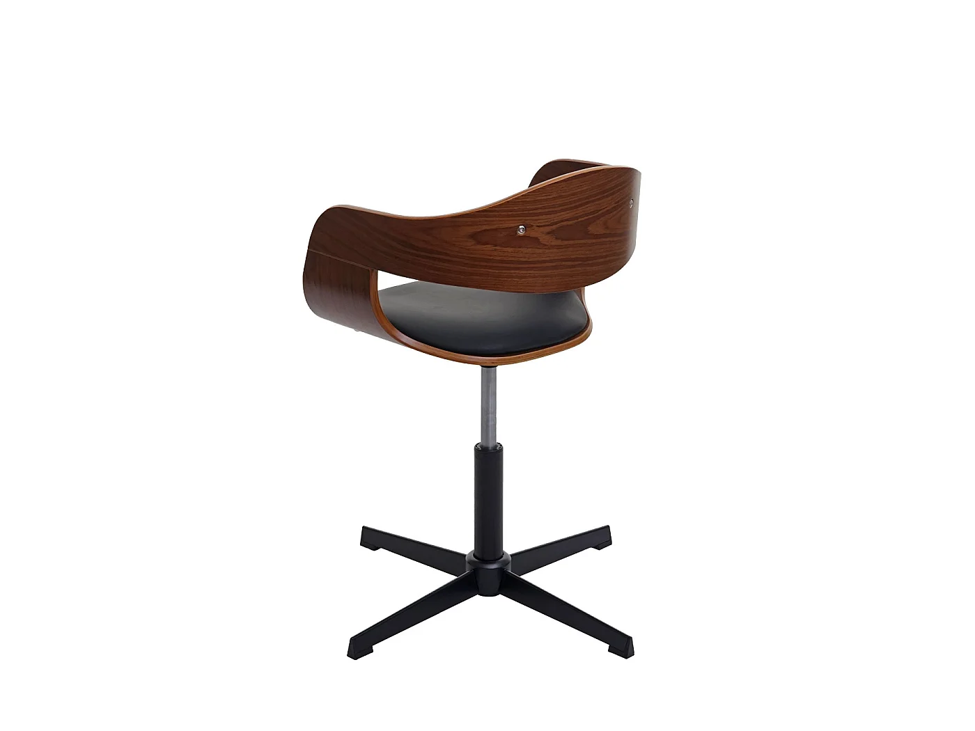 Eetkamerstoel MCW-H46,  walnootlook, kunstleer zwart