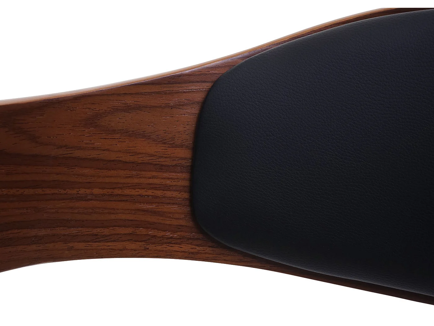 Krzesło do jadalni MCW-H46,  wykończenie imitujące orzech, czarna sztuczna skóra