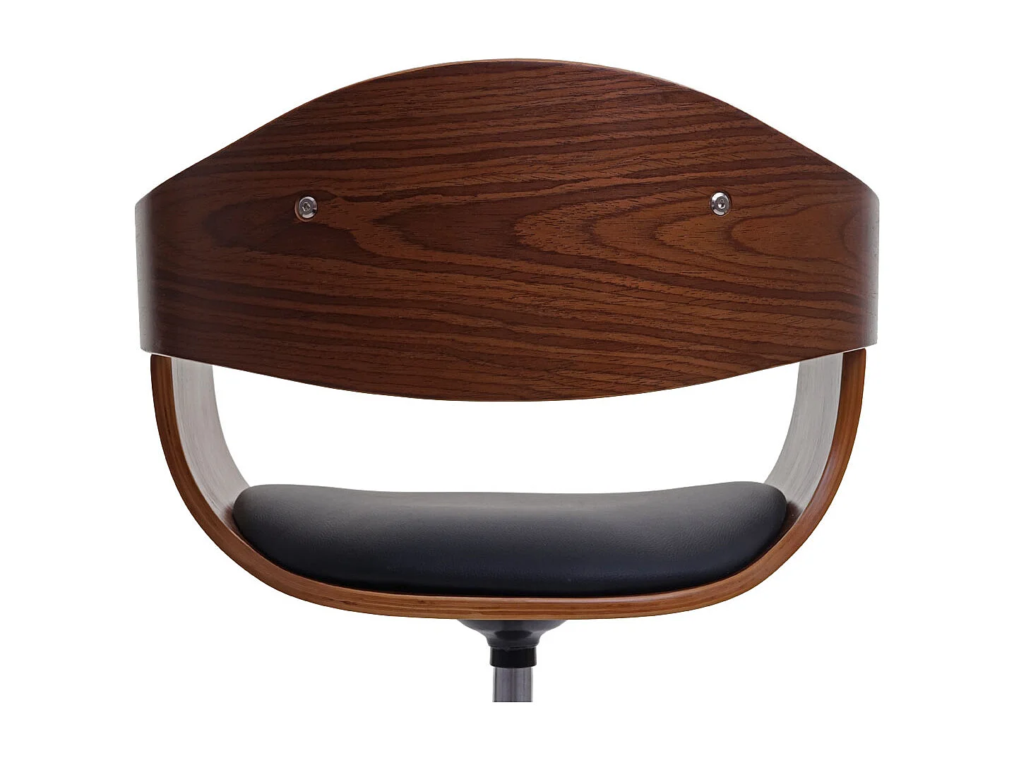 Krzesło do jadalni MCW-H46,  wykończenie imitujące orzech, czarna sztuczna skóra