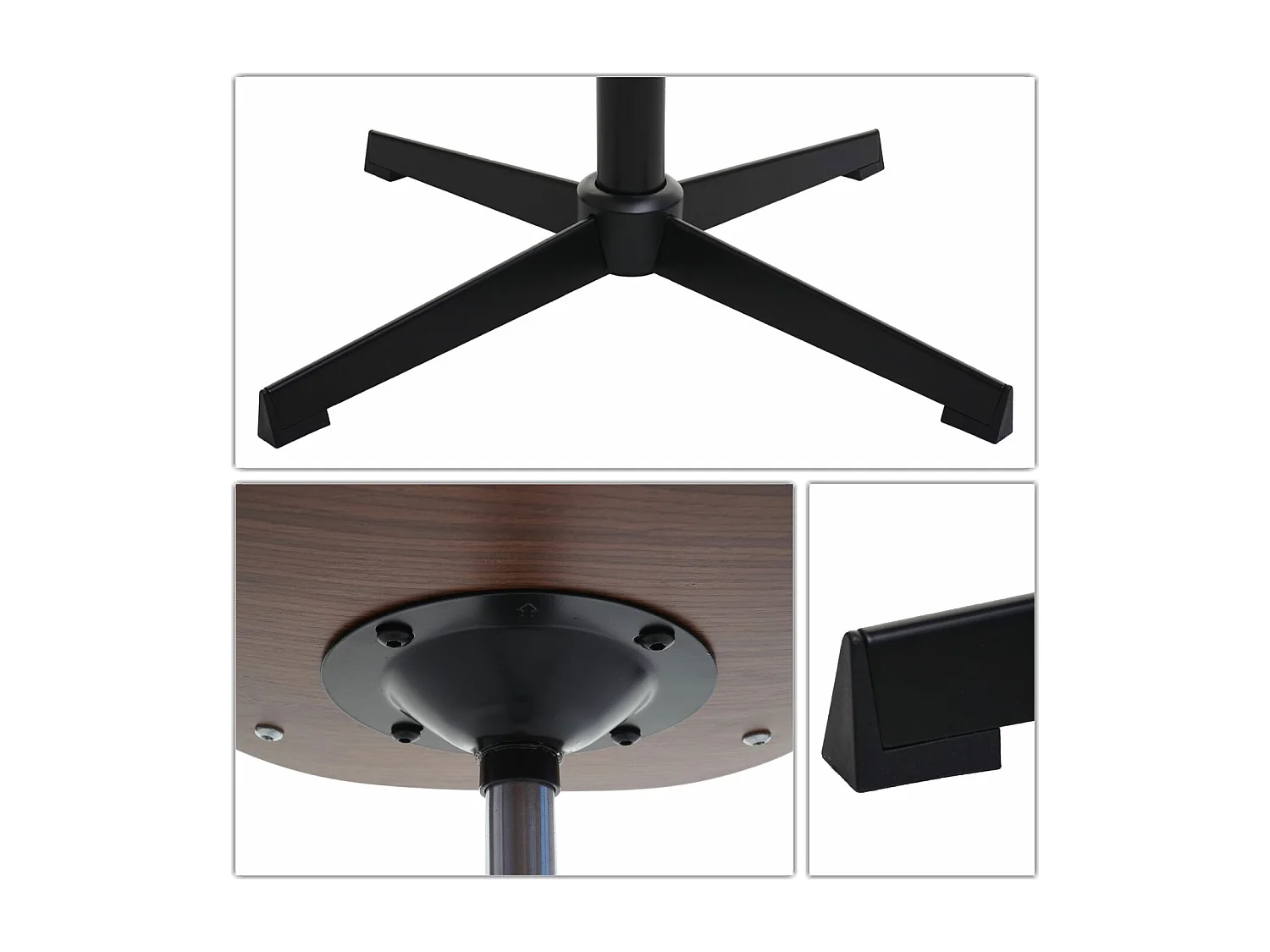 Krzesło do jadalni MCW-H46,  wykończenie imitujące orzech, czarna sztuczna skóra