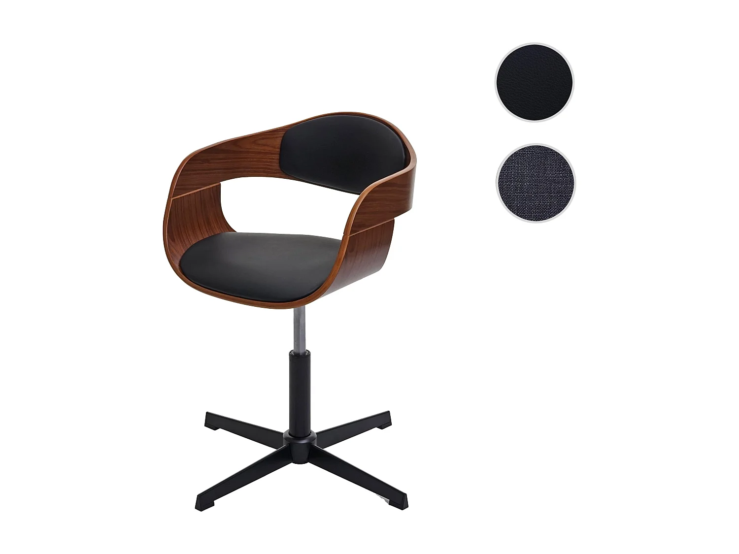 Krzesło do jadalni MCW-H46,  wykończenie imitujące orzech, czarna sztuczna skóra