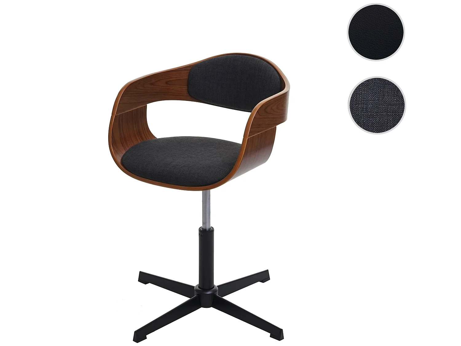 Silla de comedor MCW-H46,  aspecto nogal, tela gris oscuro