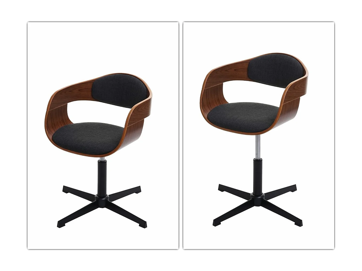 Eetkamerstoel MCW-H46,  walnootlook, stof donkergrijs