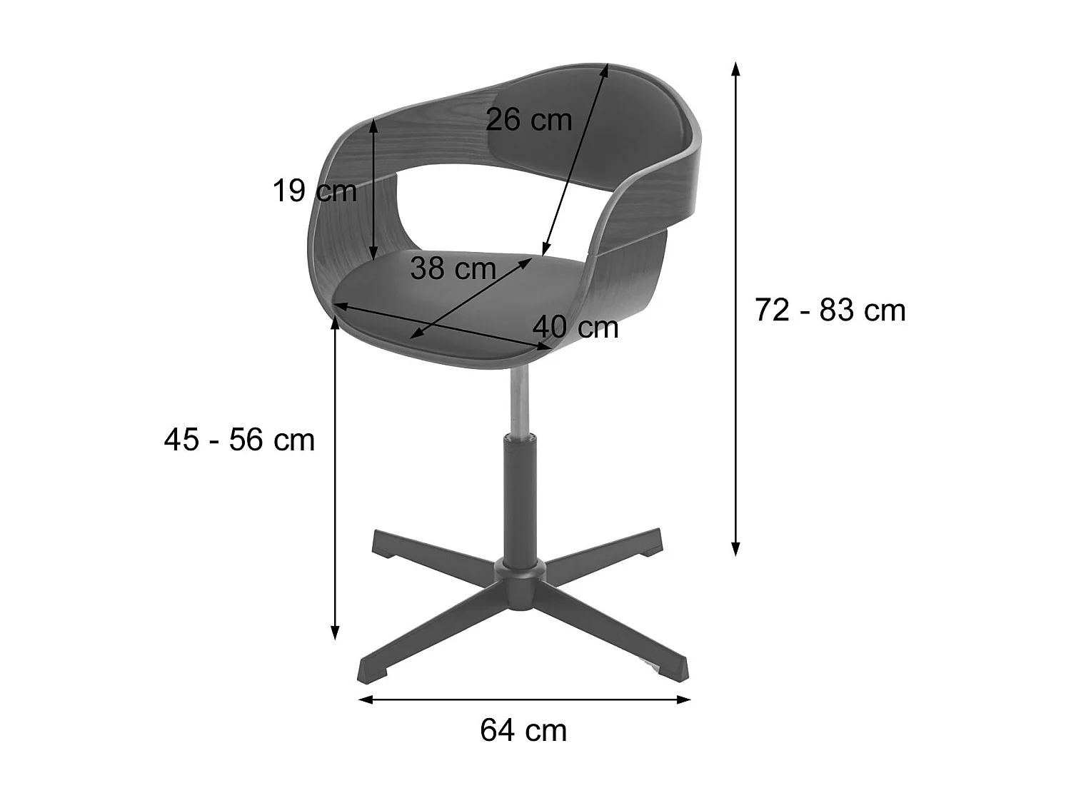 Eetkamerstoel MCW-H46,  walnootlook, stof donkergrijs