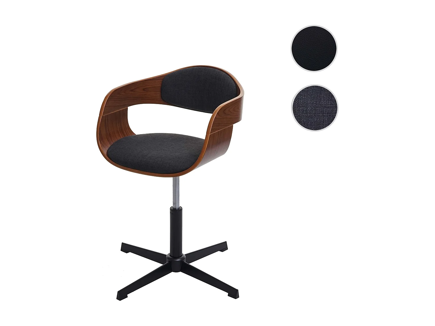 Eetkamerstoel MCW-H46,  walnootlook, stof donkergrijs