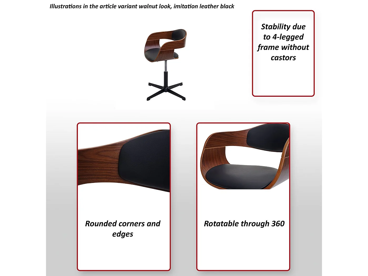 Eetkamerstoel MCW-H46,  walnootlook, stof donkergrijs