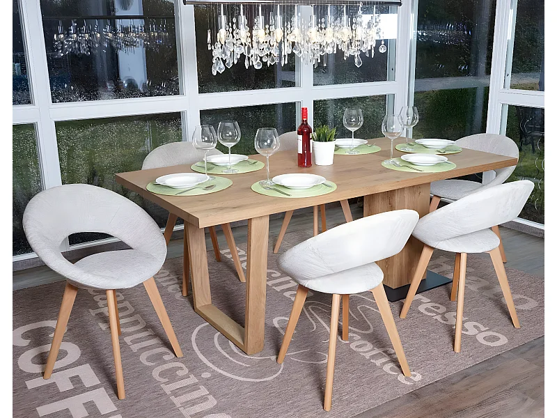 Eetkamerstoel Almada III (set van 6),  textiel, crème/grijs