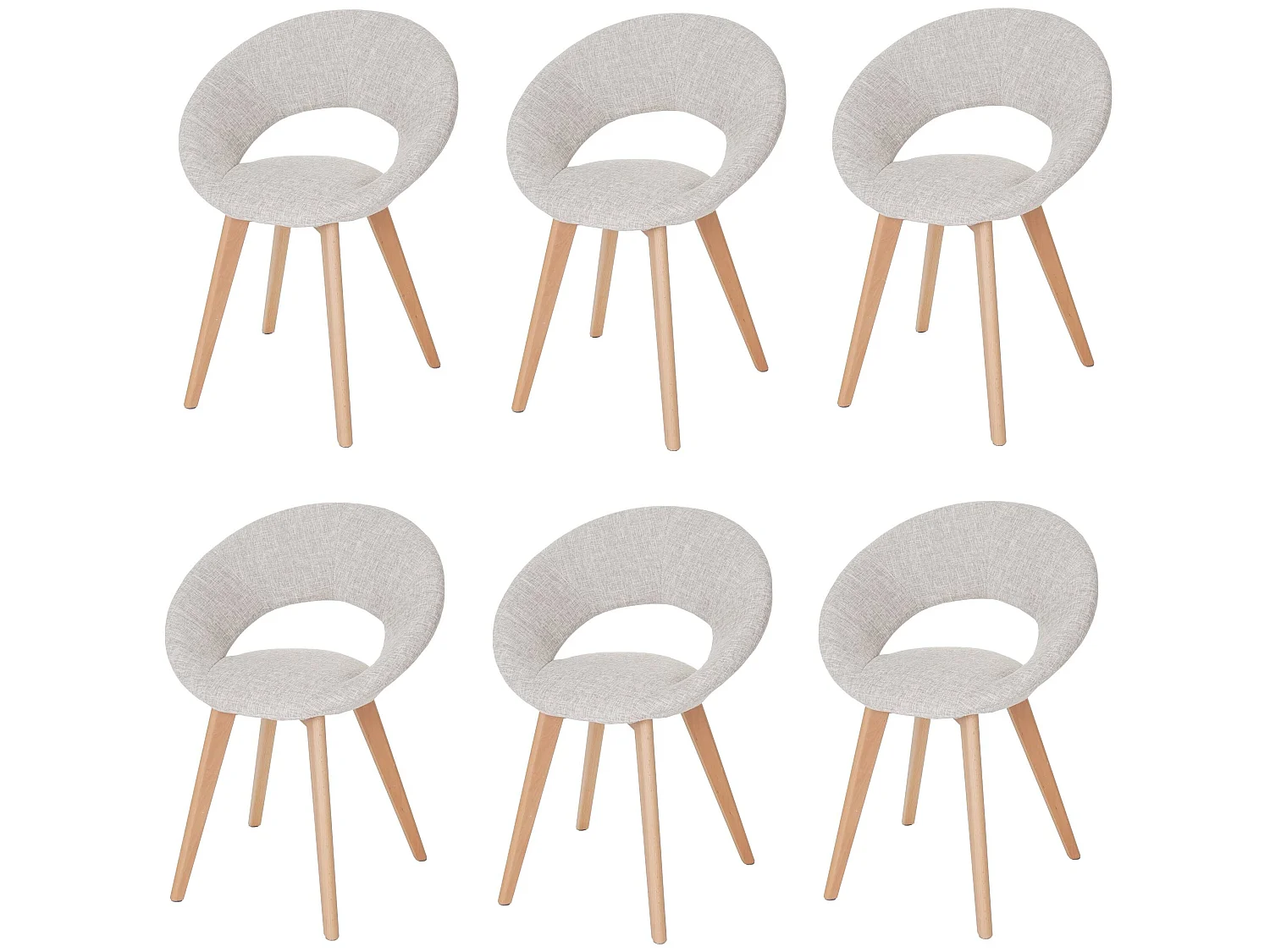 Chaise de salle à manger Almada III (lot de 6),  textile, crème/gris