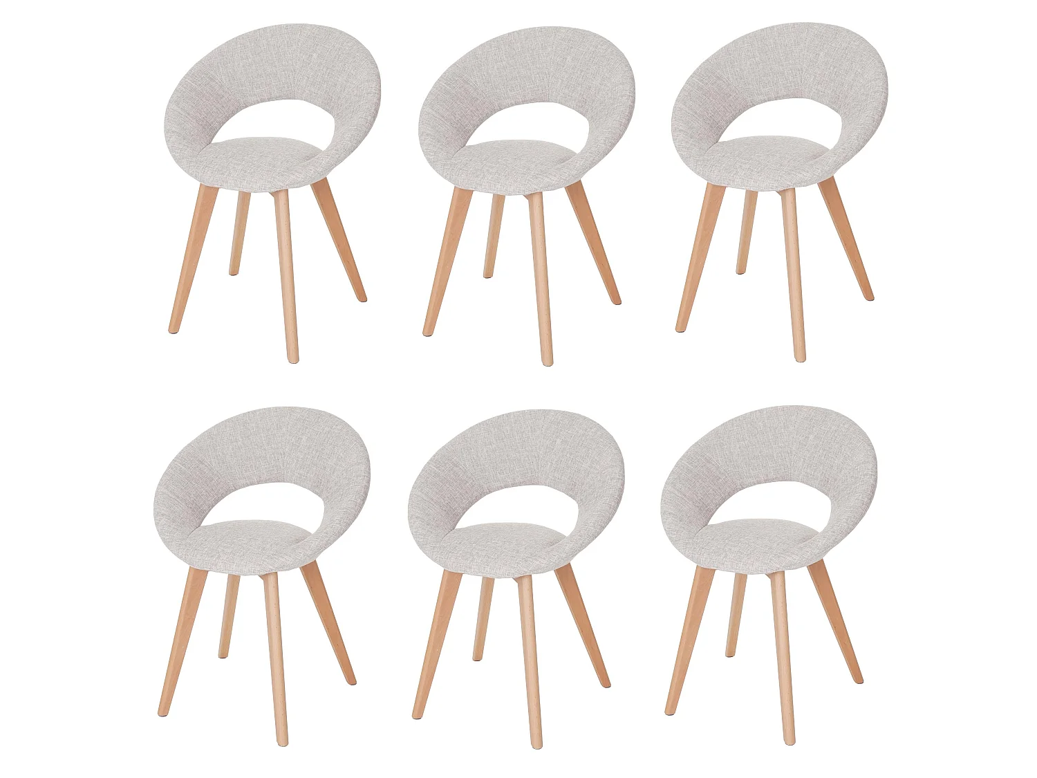 Chaise de salle à manger Almada III (lot de 6),  textile, crème/gris