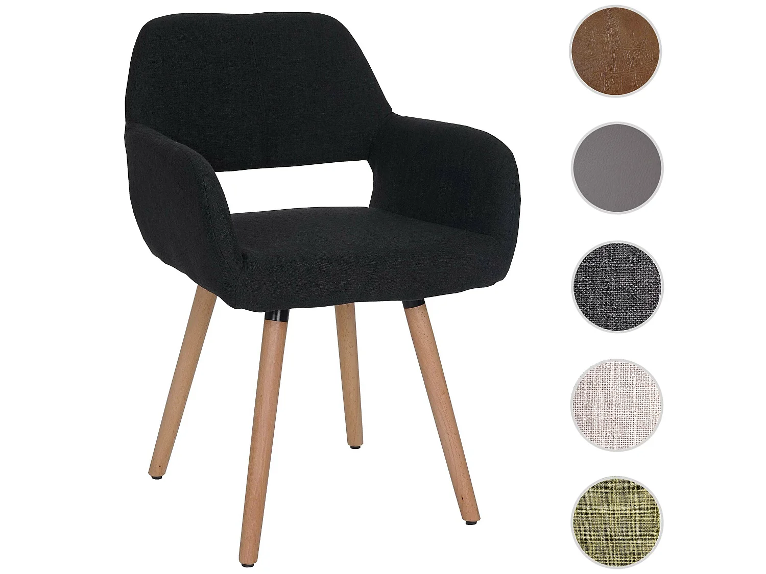 Chaise de salle à manger MCW-A50 II,  tissu, noir