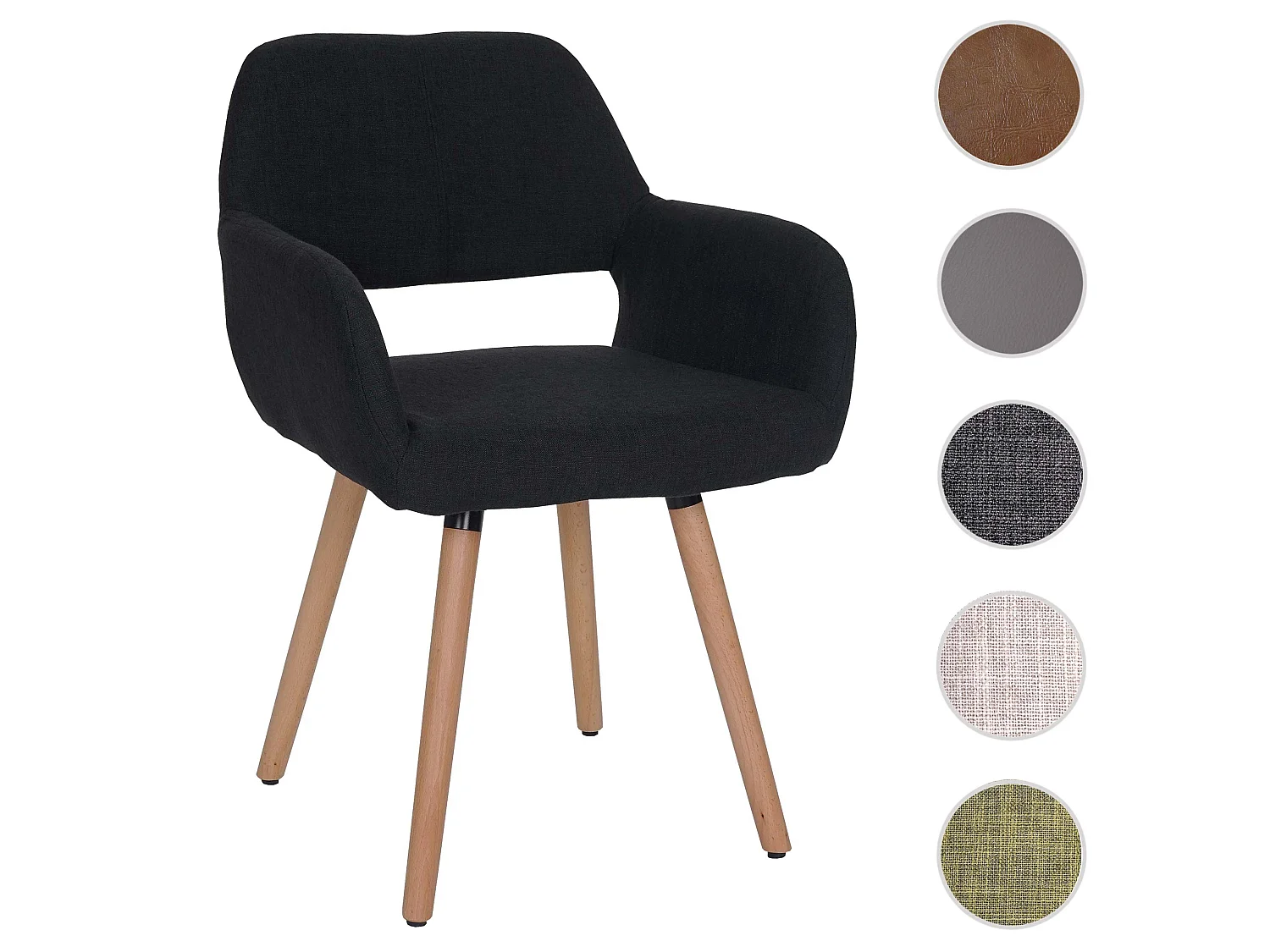 Chaise de salle à manger MCW-A50 II,  tissu, noir