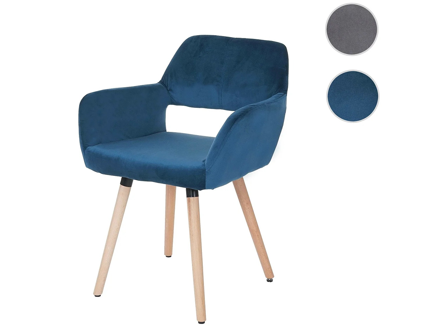 Eetkamerstoel MCW-A50 II,  fluweel, petrolblauw, lichte poten