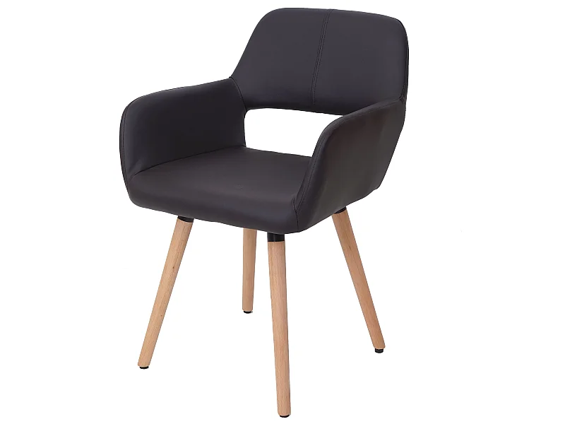 Sedia sala da pranzo soggiorno cucina MCW-A50 II design retro legno ecopelle marrone