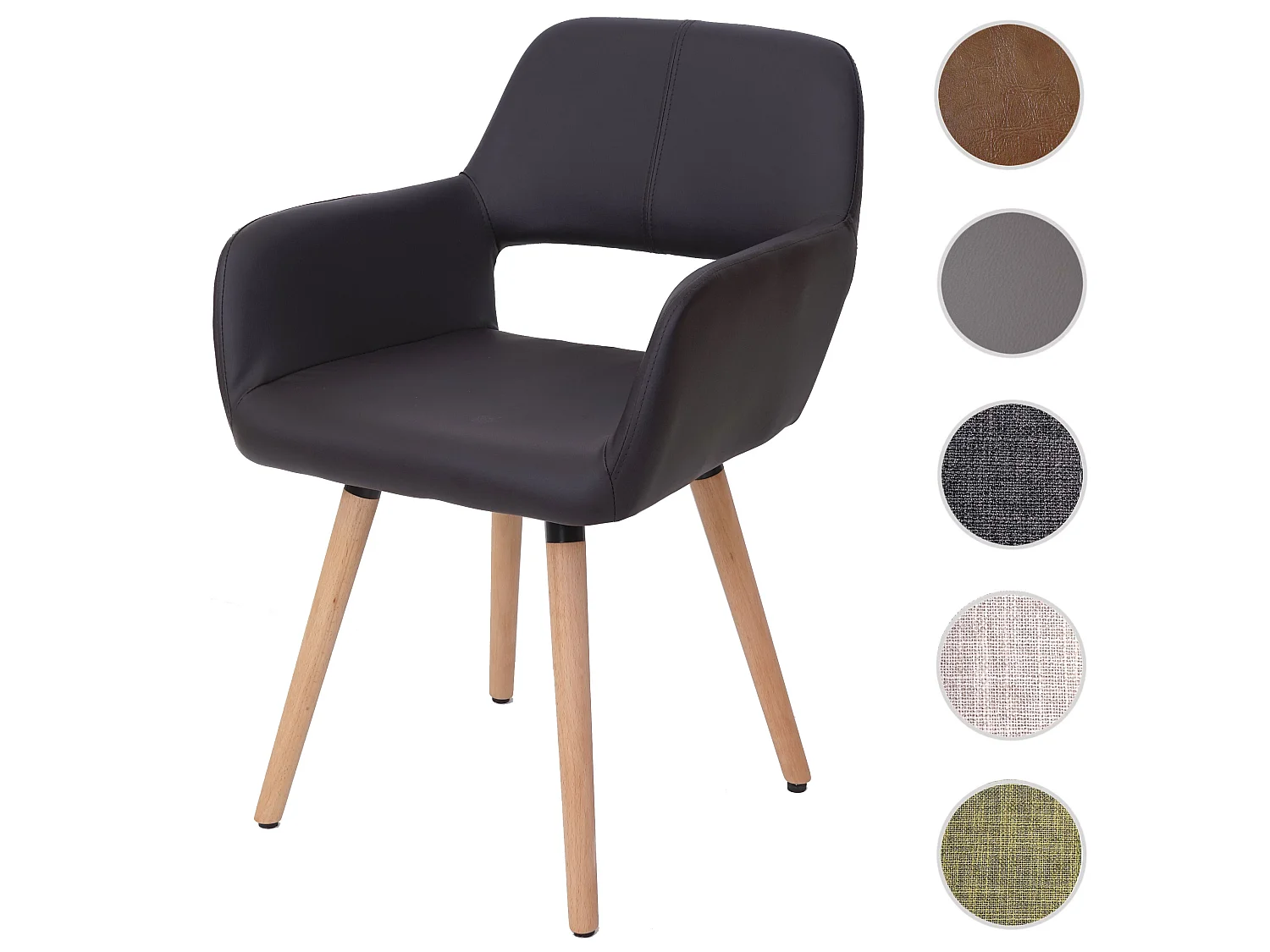 Esszimmerstuhl MCW-A50 II, Kunstleder, braun, helle Beine