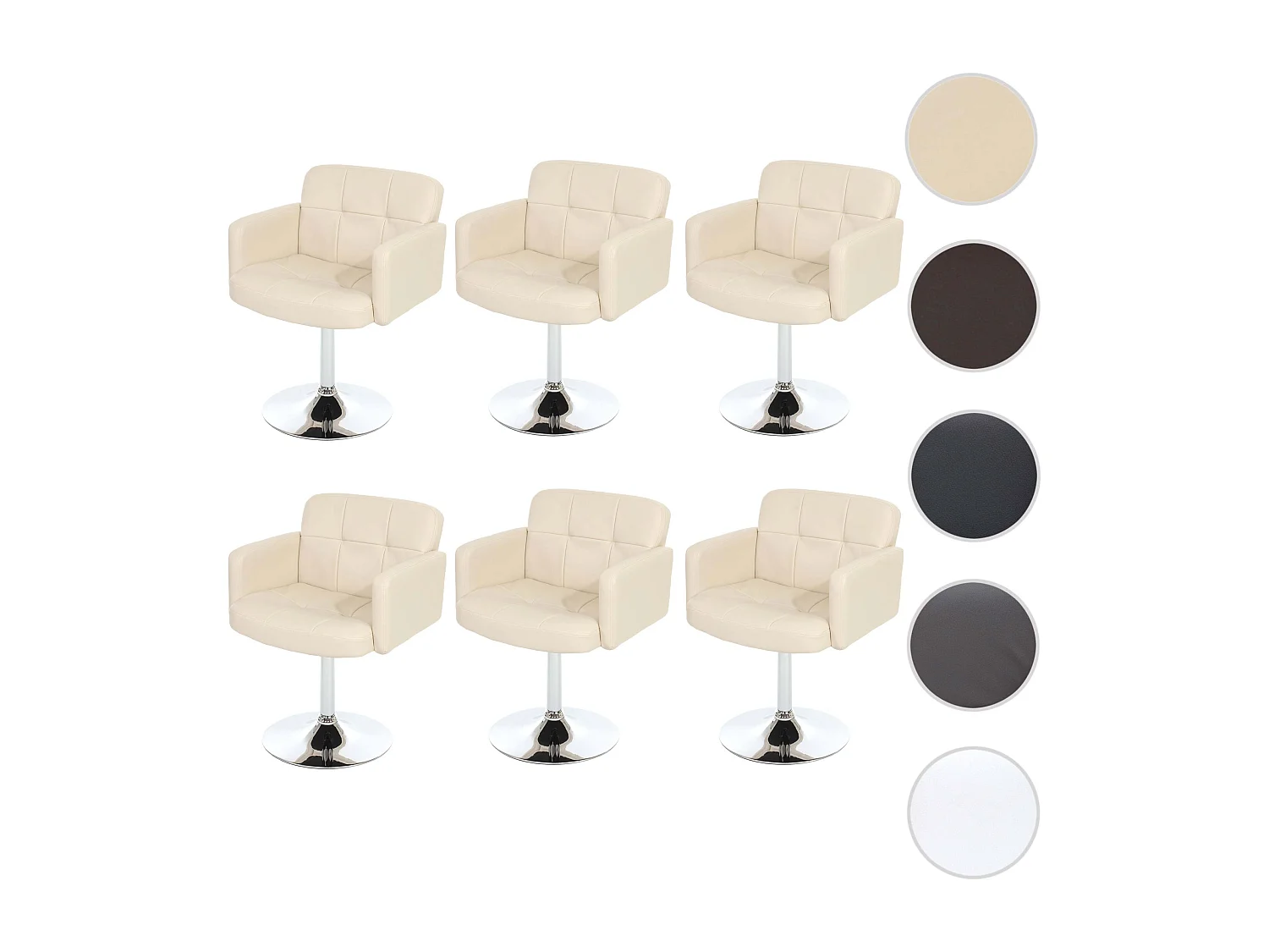Eetkamerstoel Houston (set van 6),  crème