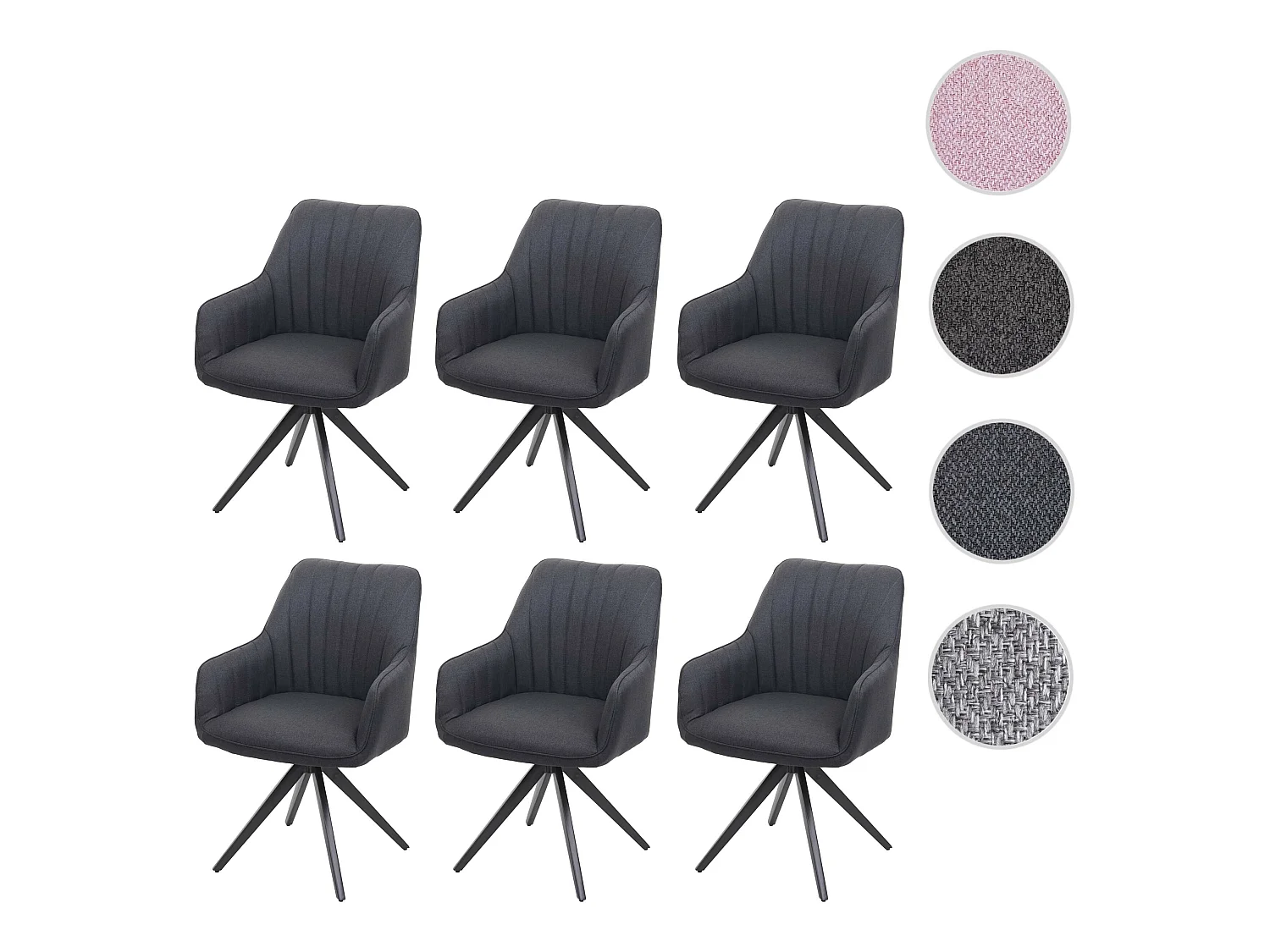 Eetkamerstoel MCW-H73 (set van 6),  donkergrijs