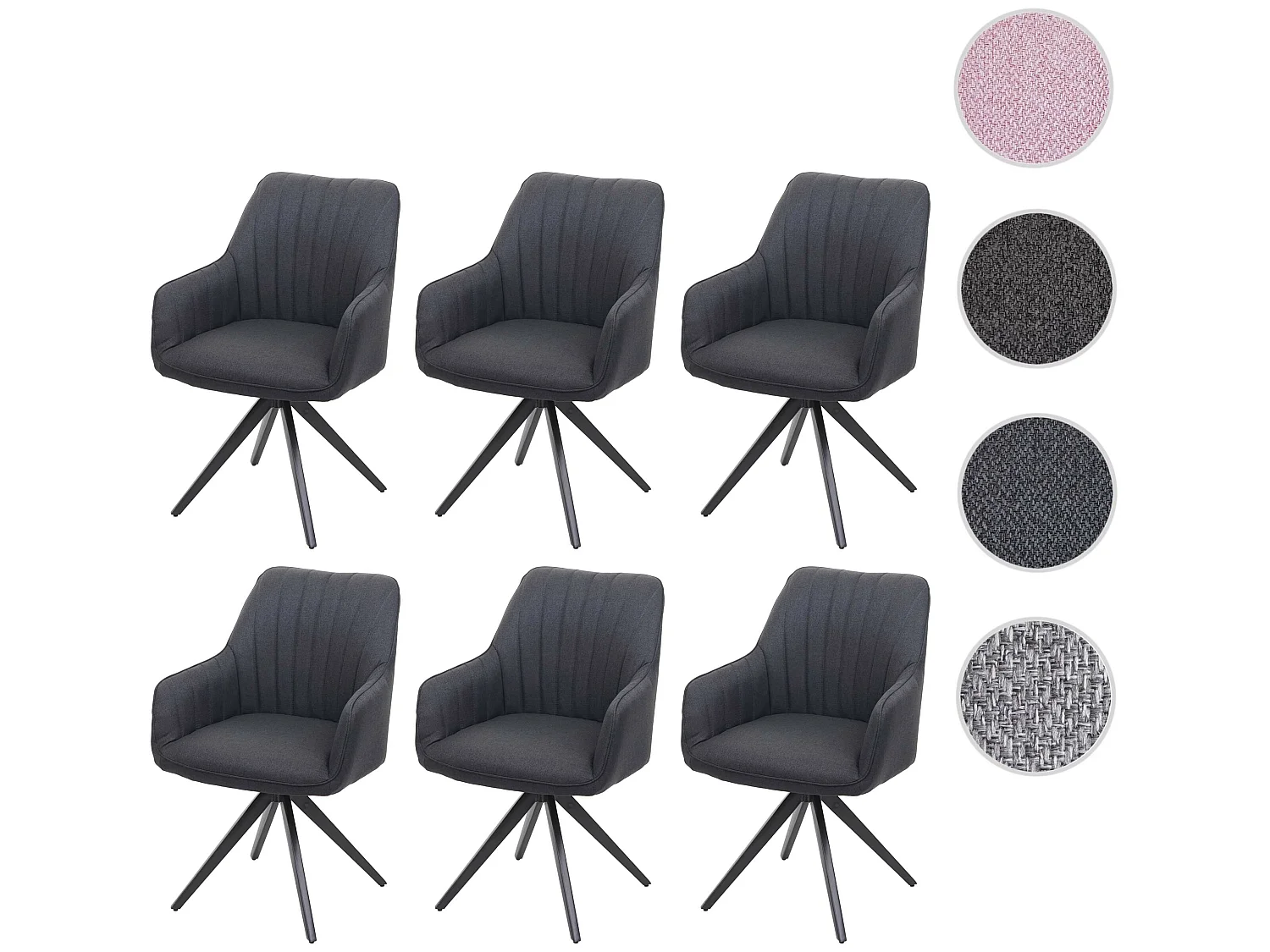 Chaise de salle à manger MCW-H73 (lot de 6),  gris foncé