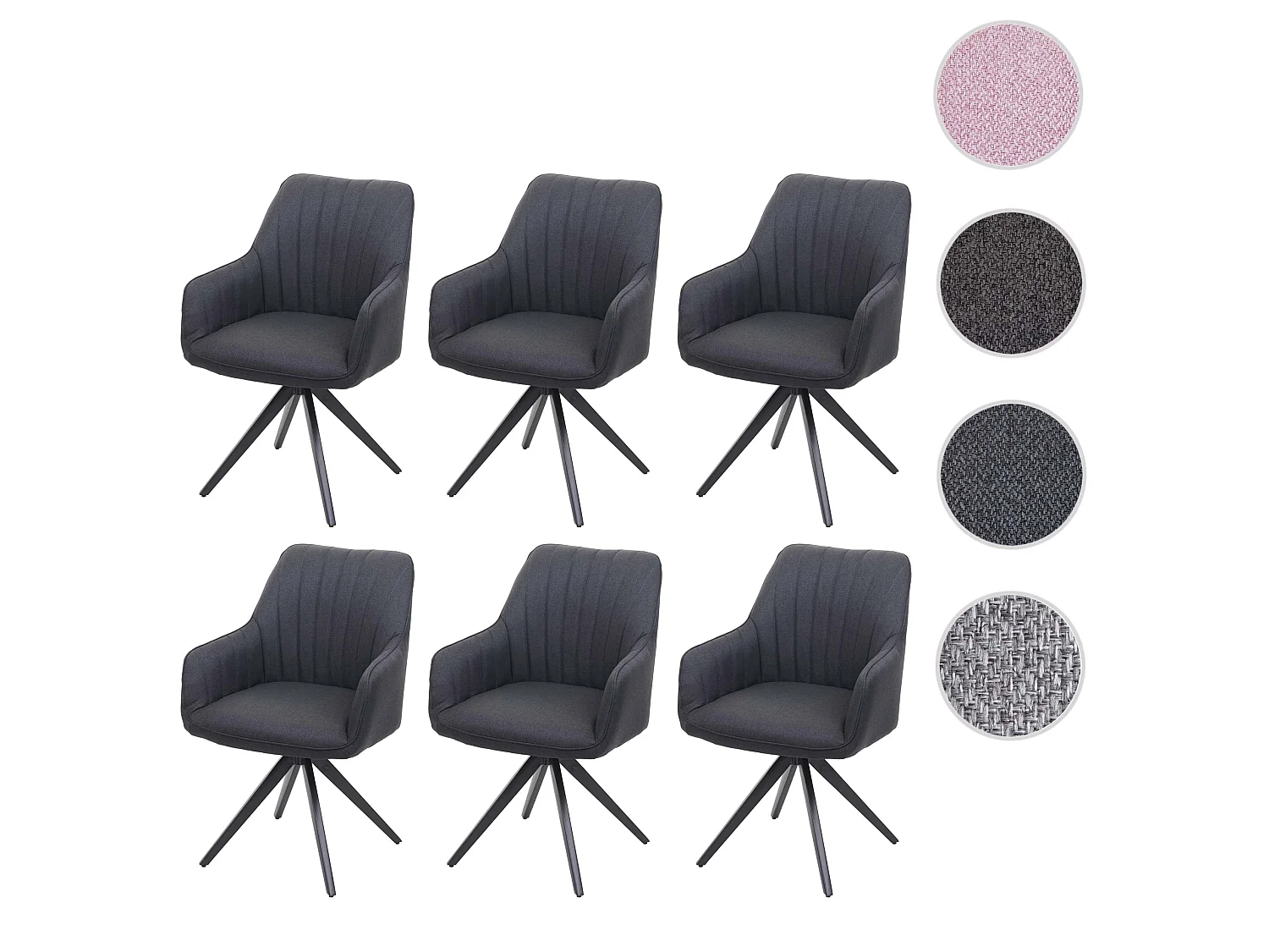 Krzesło do jadalni MCW-H73 (zestaw 6 sztuk),  ciemnoszary