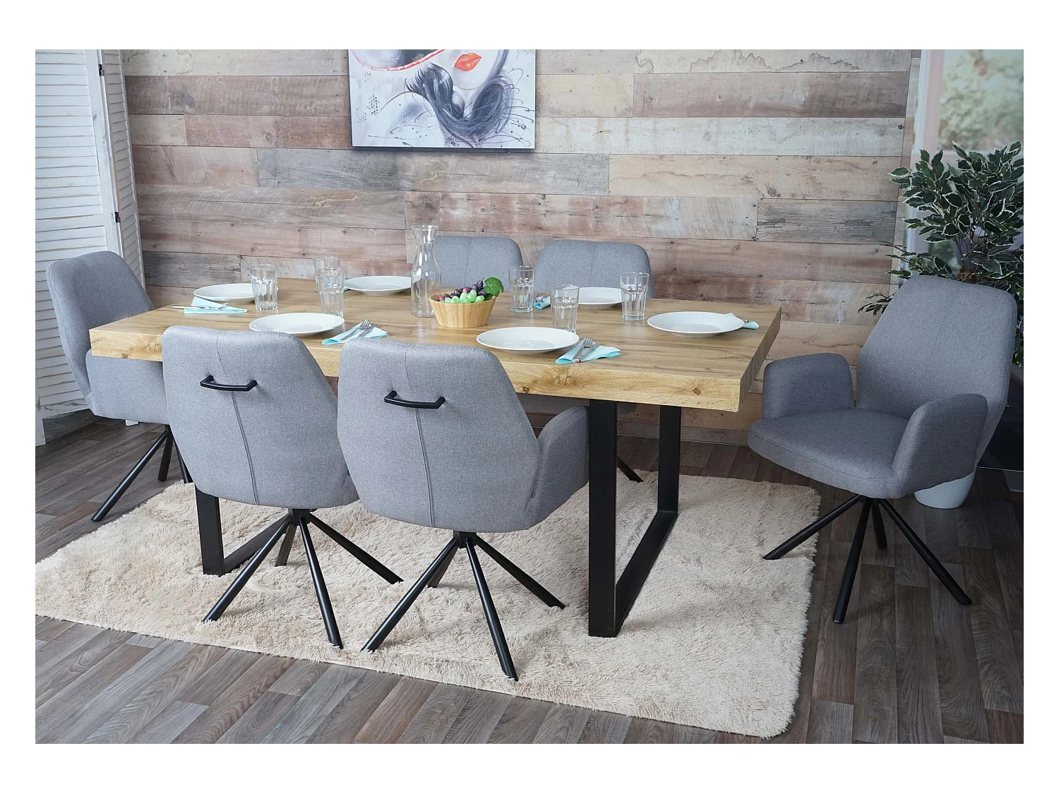 Chaise de salle à manger MCW-H71 (lot de 6) pivotante,  gris clair