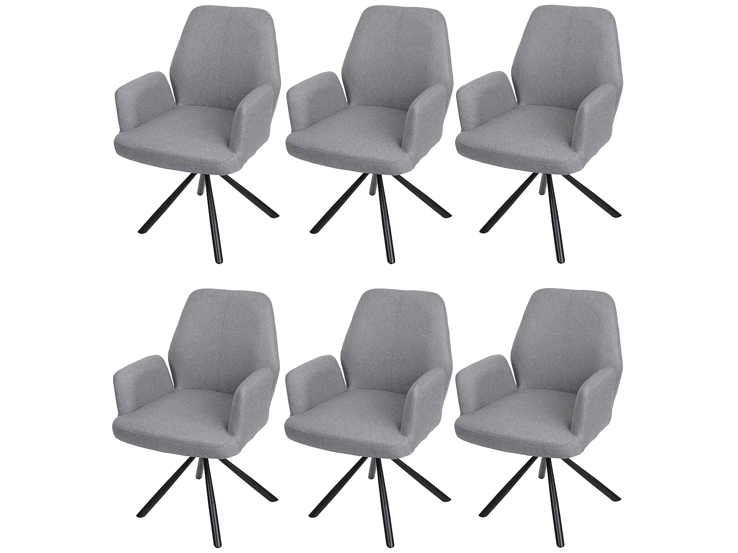 Eetkamerstoel MCW-H71 (set van 6) draaibaar,  lichtgrijs