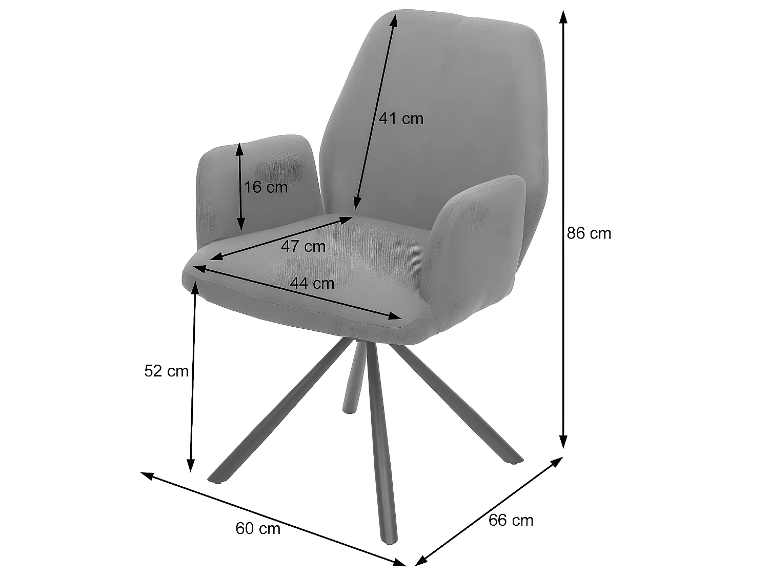 Eetkamerstoel MCW-H71 (set van 6) draaibaar,  lichtgrijs