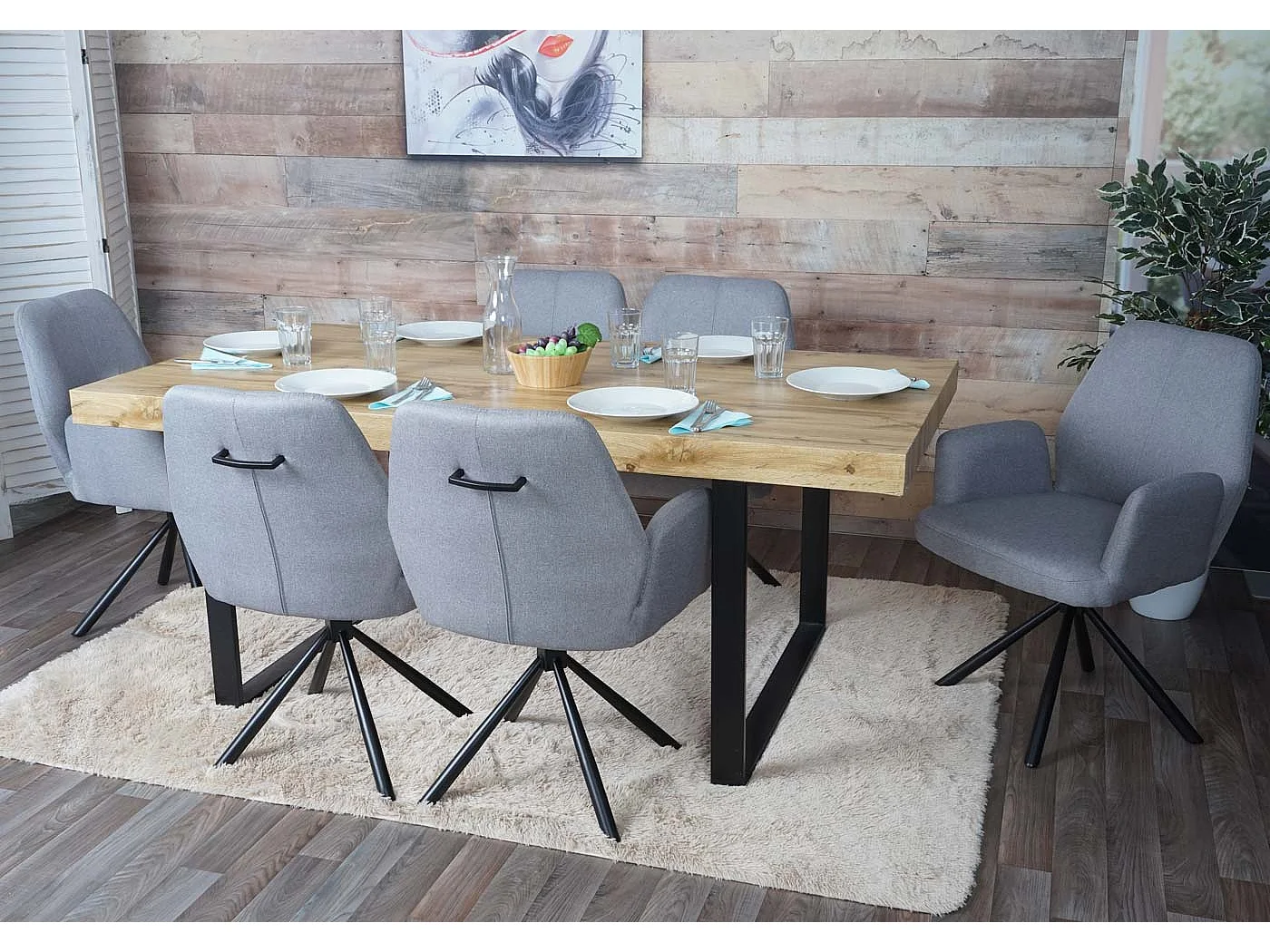 Esszimmerstuhl MCW-H71 (6er-Set) drehbar, Hellgrau