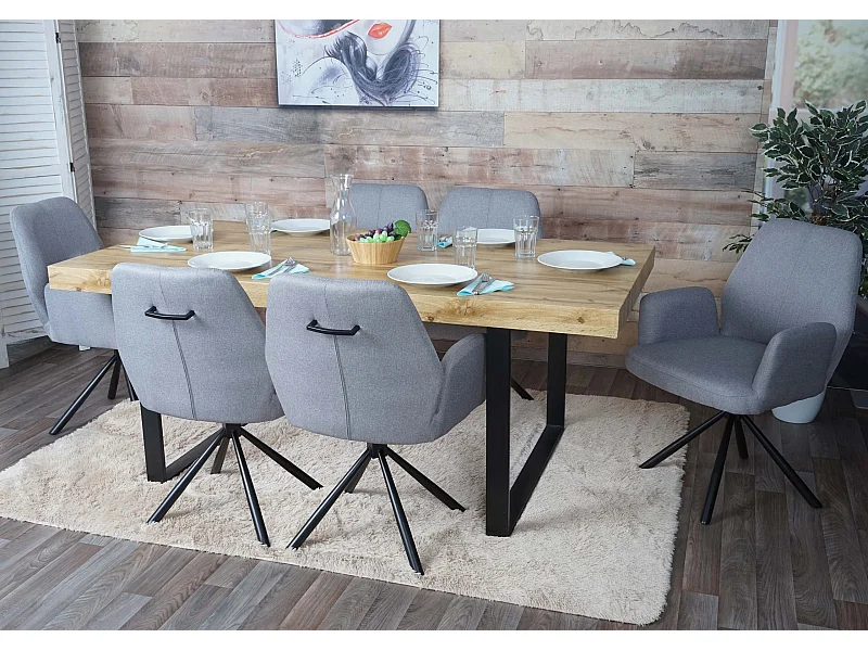 Chaise de salle à manger MCW-H71 (lot de 6) pivotante,  gris clair