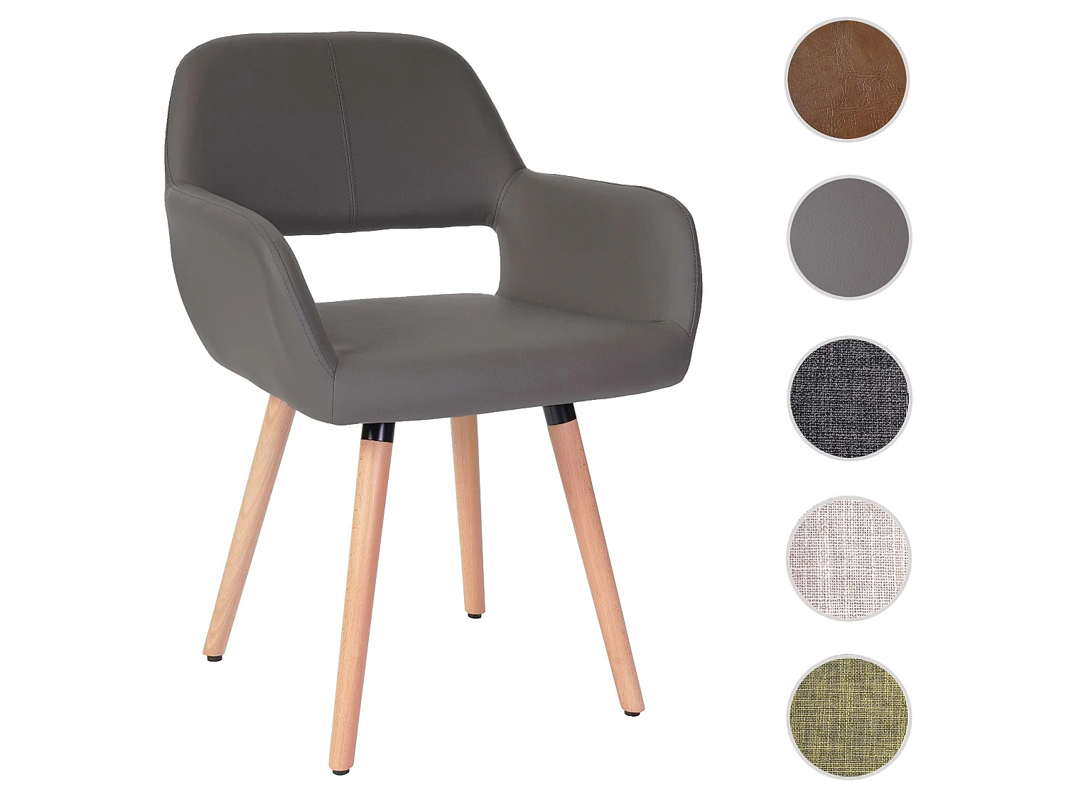 Eetkamerstoel MCW-A50 II,  kunstleer, grijs, lichte poten