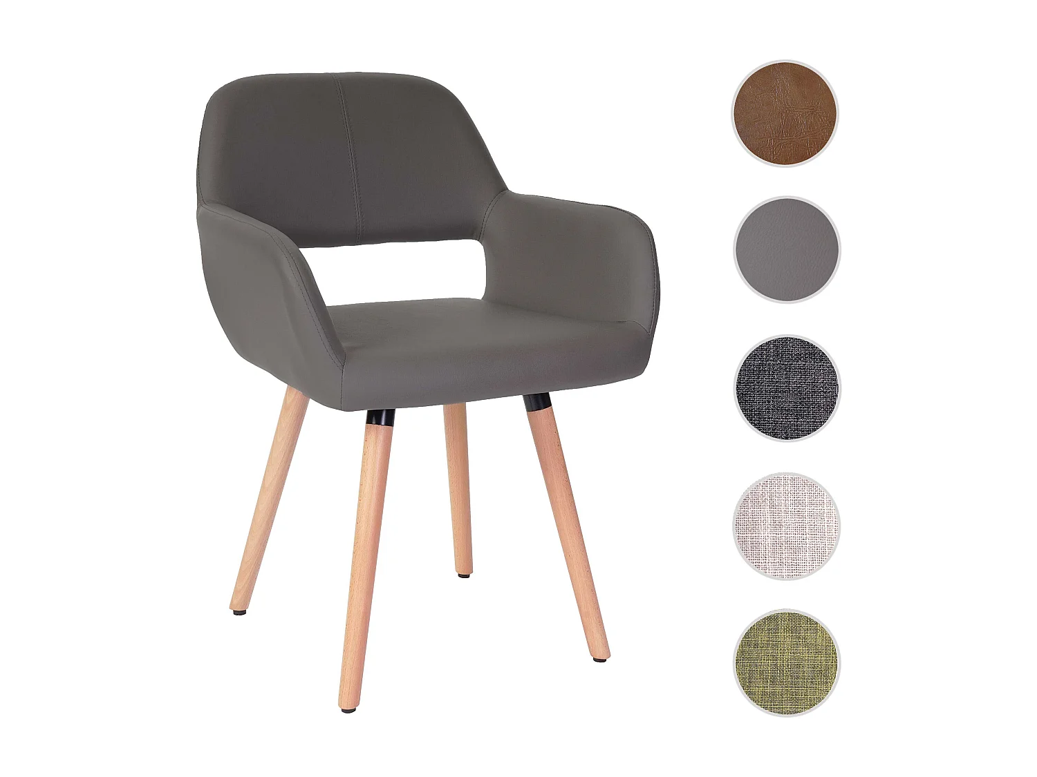 Cadeira de jantar MCW-A50 II,  imitação de pele, cinzento, pernas claras