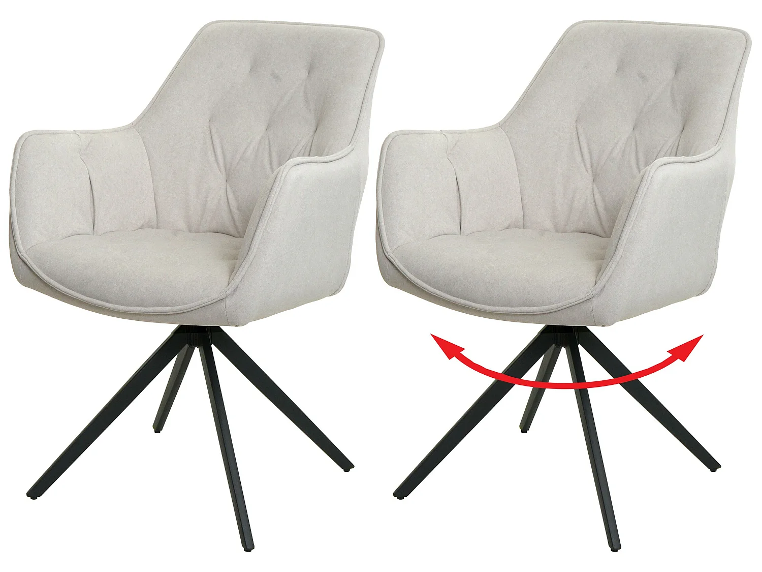 Chaise de salle à manger MCW-L80 (lot de 2),  crème-beige