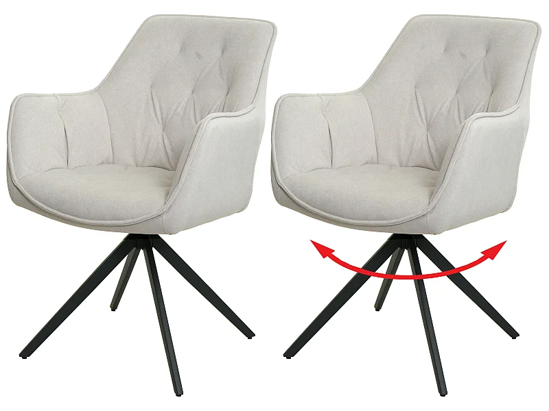 Chaise de salle à manger MCW-L80 (lot de 2),  crème-beige