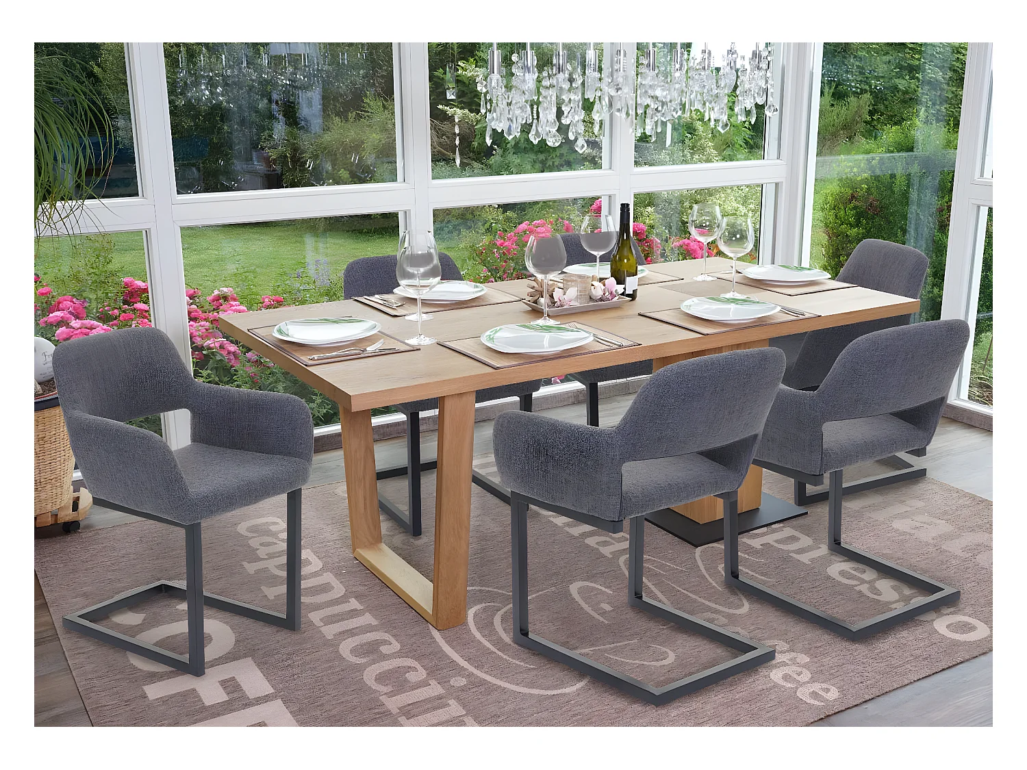 Chaise de salle à manger MCW-A50 II (lot de 6),  tissu, gris