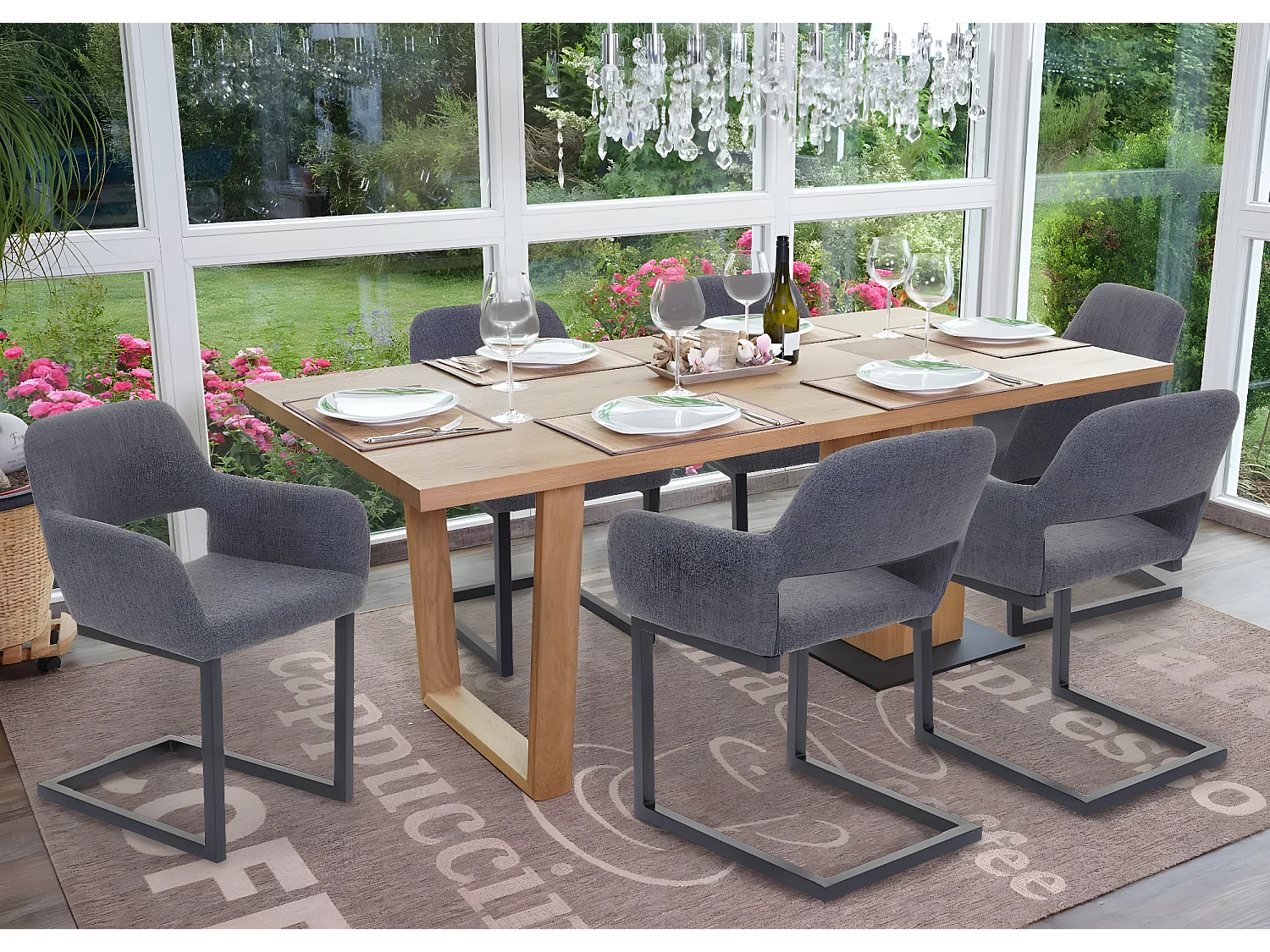 Krzesło do jadalni MCW-A50 II (zestaw 6 sztuk),  tkanina, szary